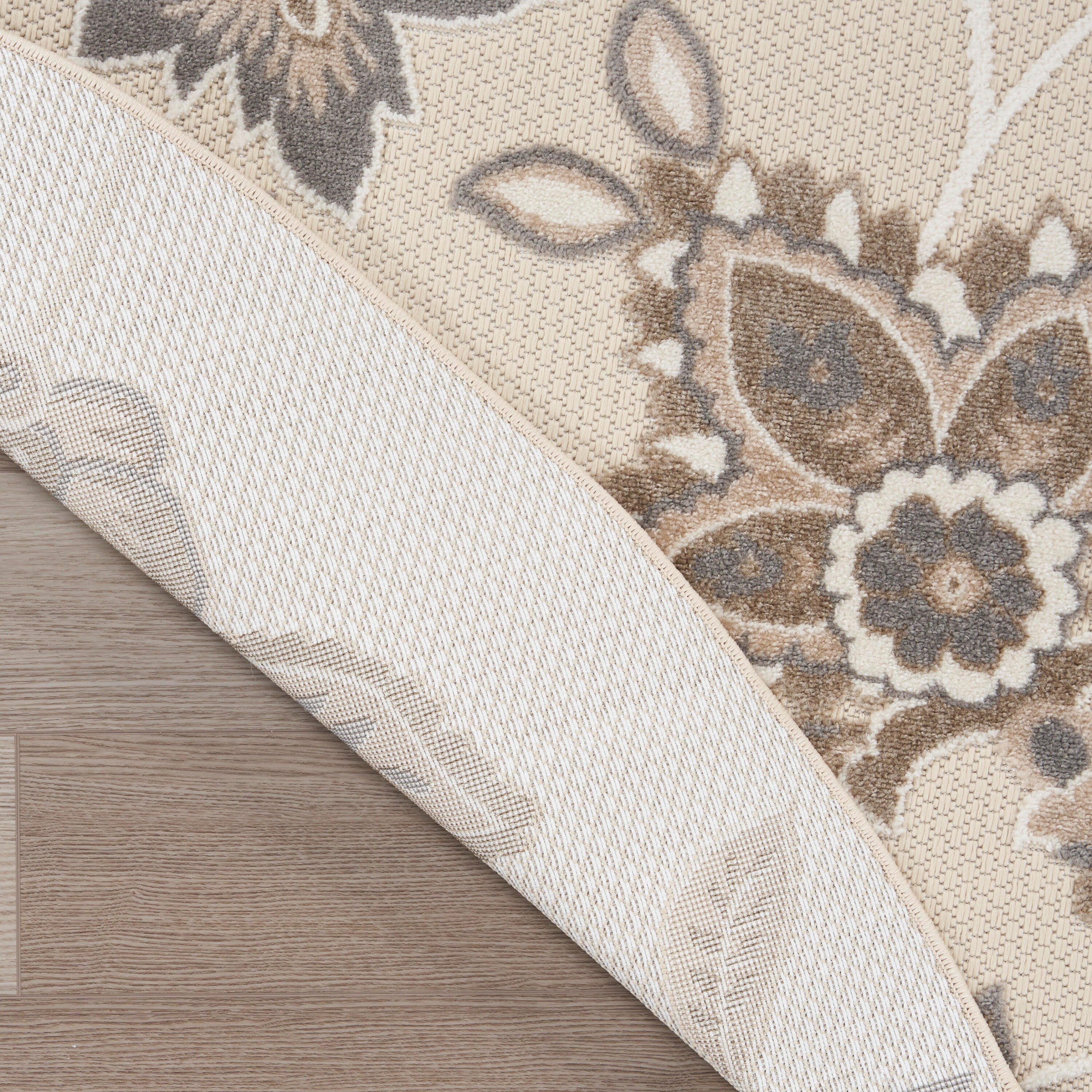 Nourison Home Splash 7'10"X Round Floral Area Rug, Beige, large
