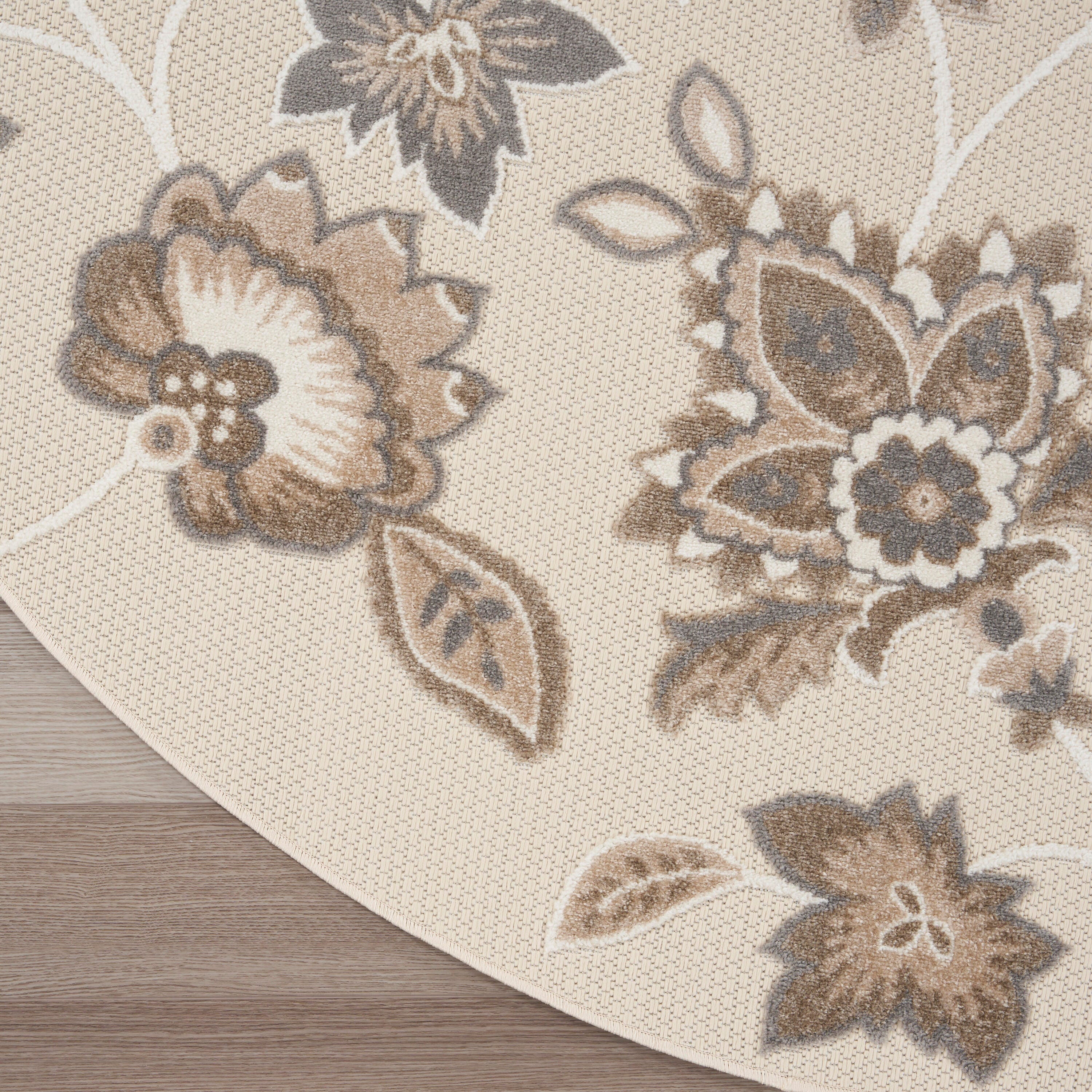 Nourison Home Splash 7'10"X Round Floral Area Rug, Beige, large