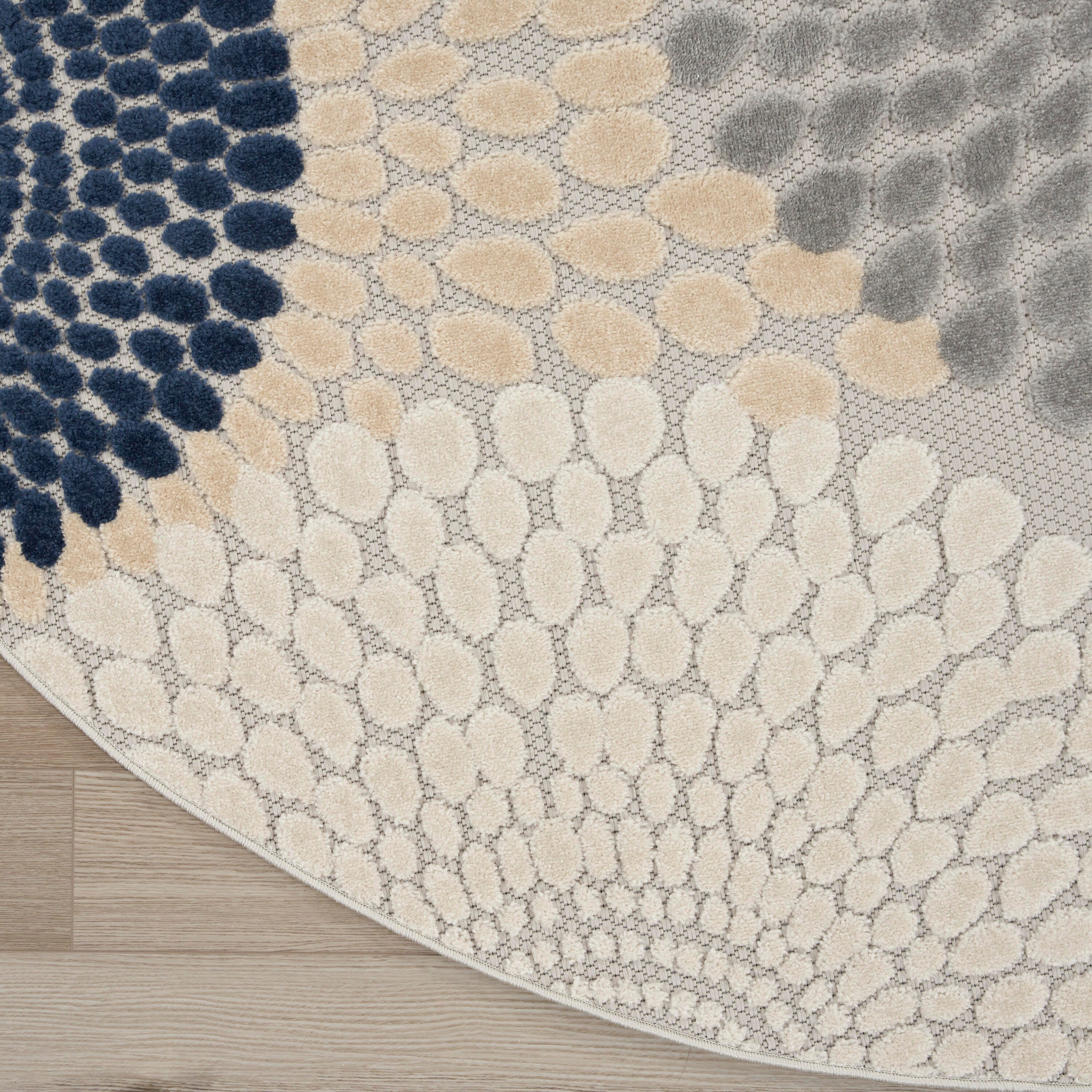 Nourison Home Splash 7'10"X Round Circular Floral Area Rug, Blue/Gray, large