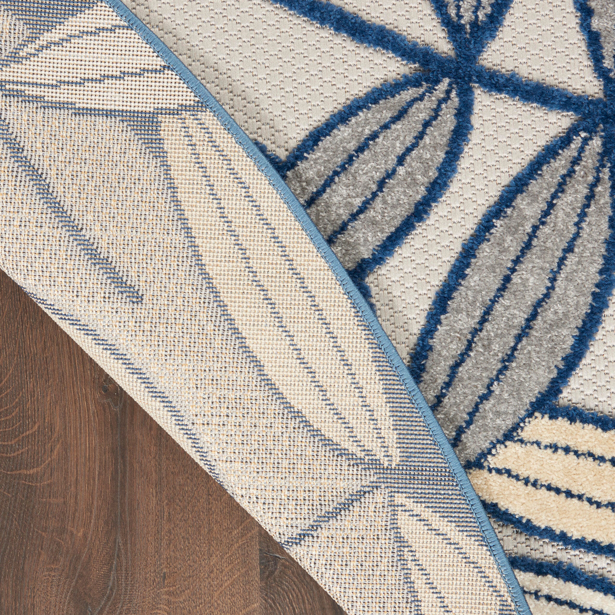 Nourison Home Splash 7'10"X Round Botanical Pattern Area Rug, Ivory/Navy, large