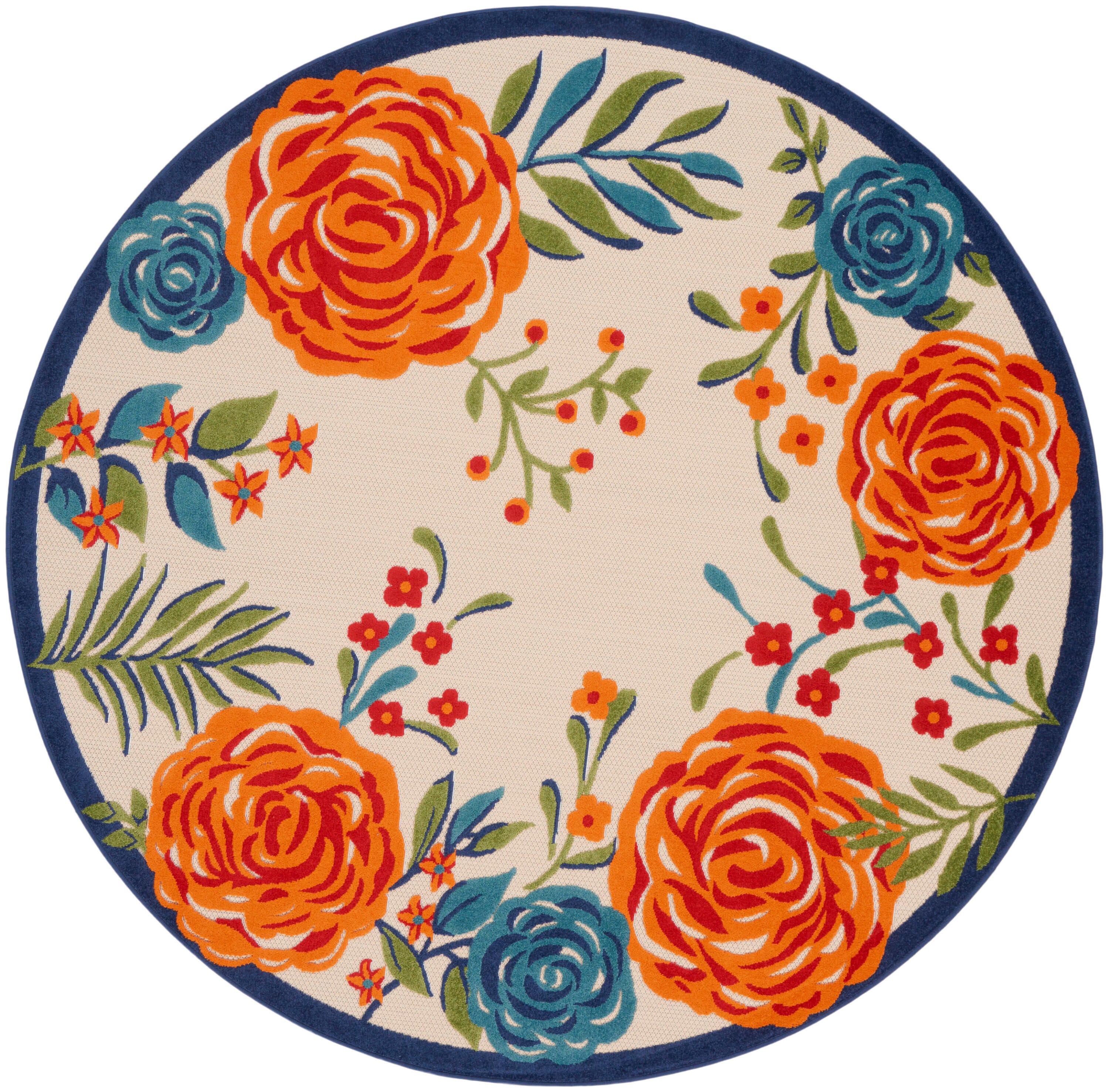Nourison Home Splash 7'10"X Round Rose Floral Area Rug, Multi, large