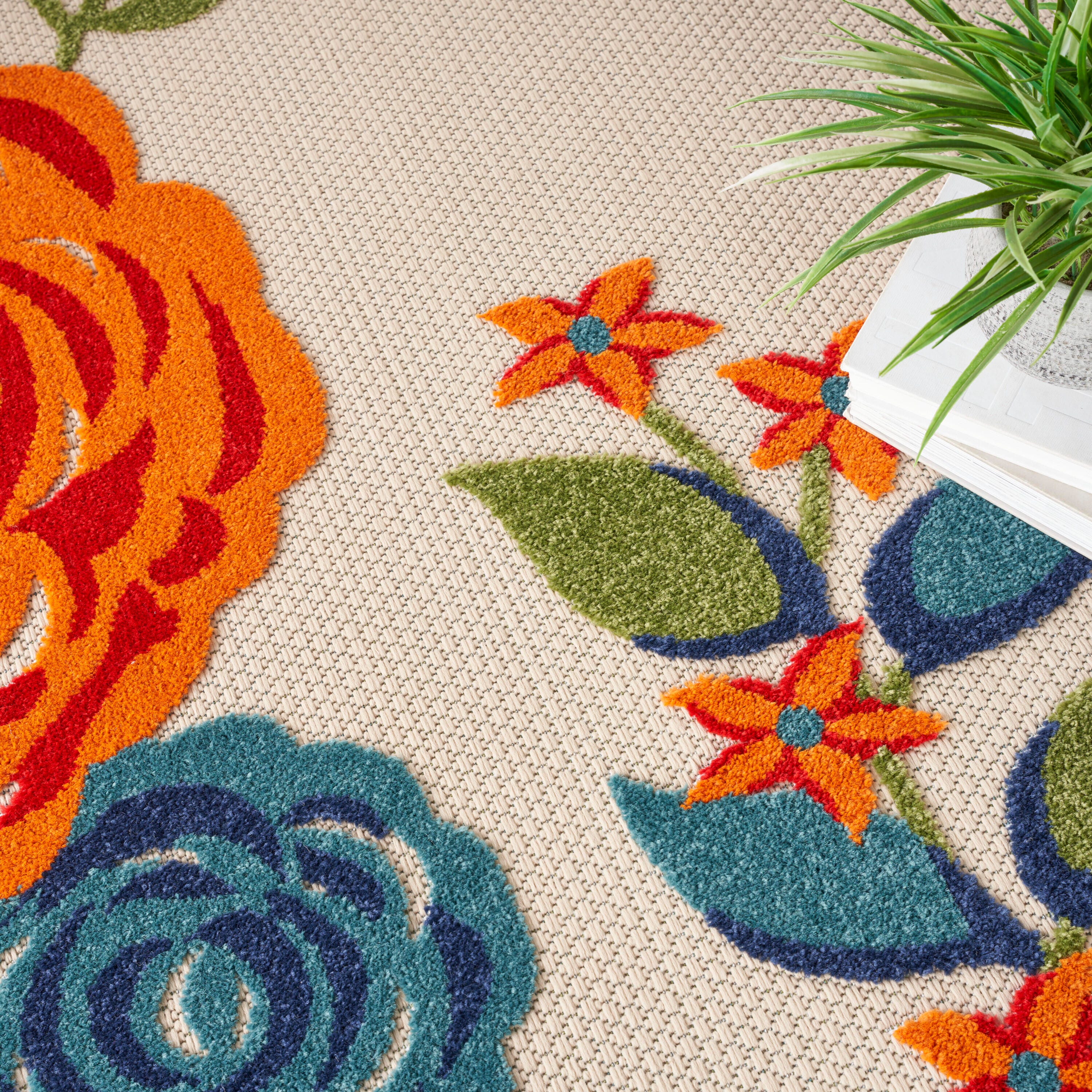 Nourison Home Splash 7'10"X Round Rose Floral Area Rug, Multi, large