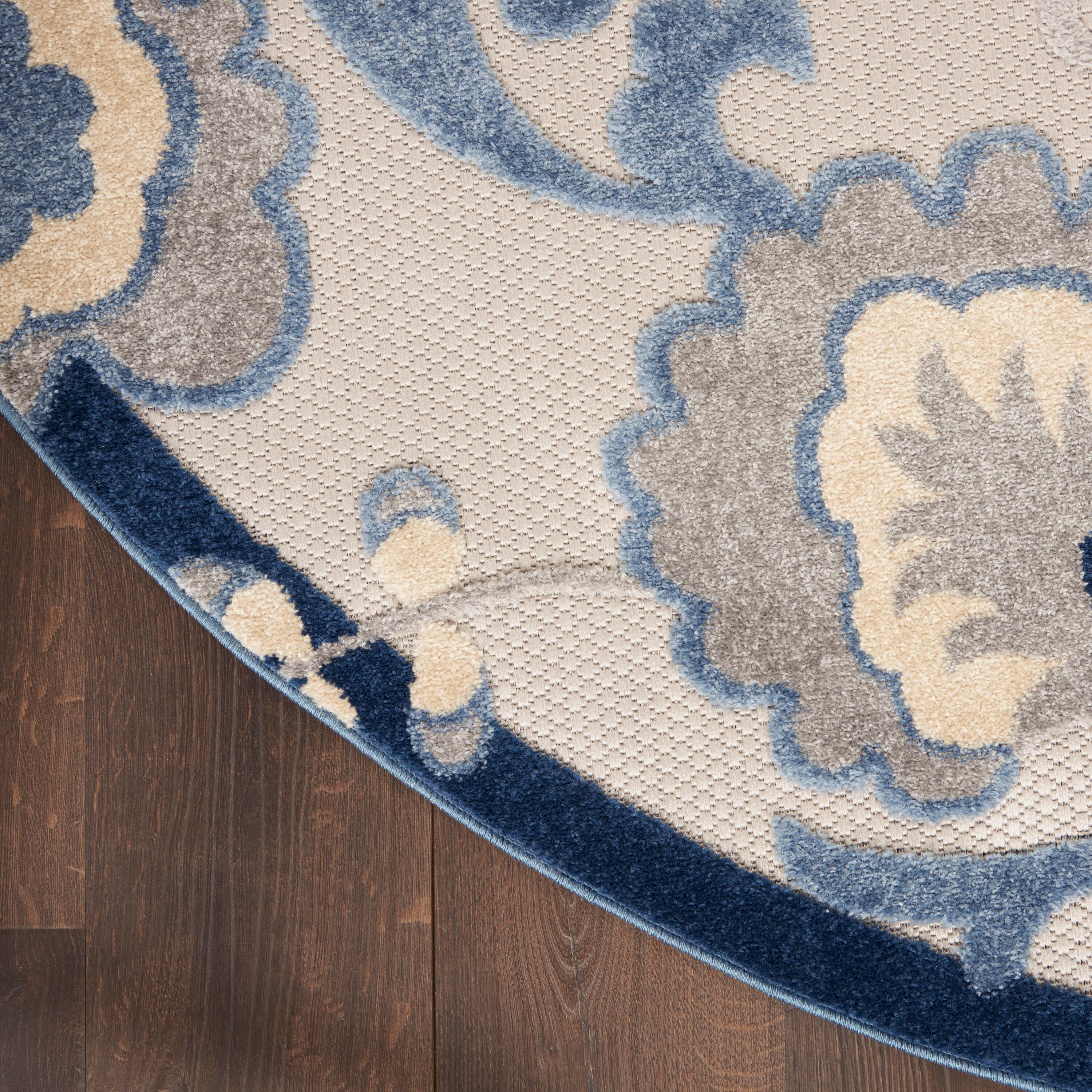 Nourison Home Splash 7'10"X Round Leafy Vines Area Rug, Blue/Gray, large