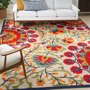 Nourison Home Splash 9' X 12' Rosette Area Rug, Red/Multi, rollover