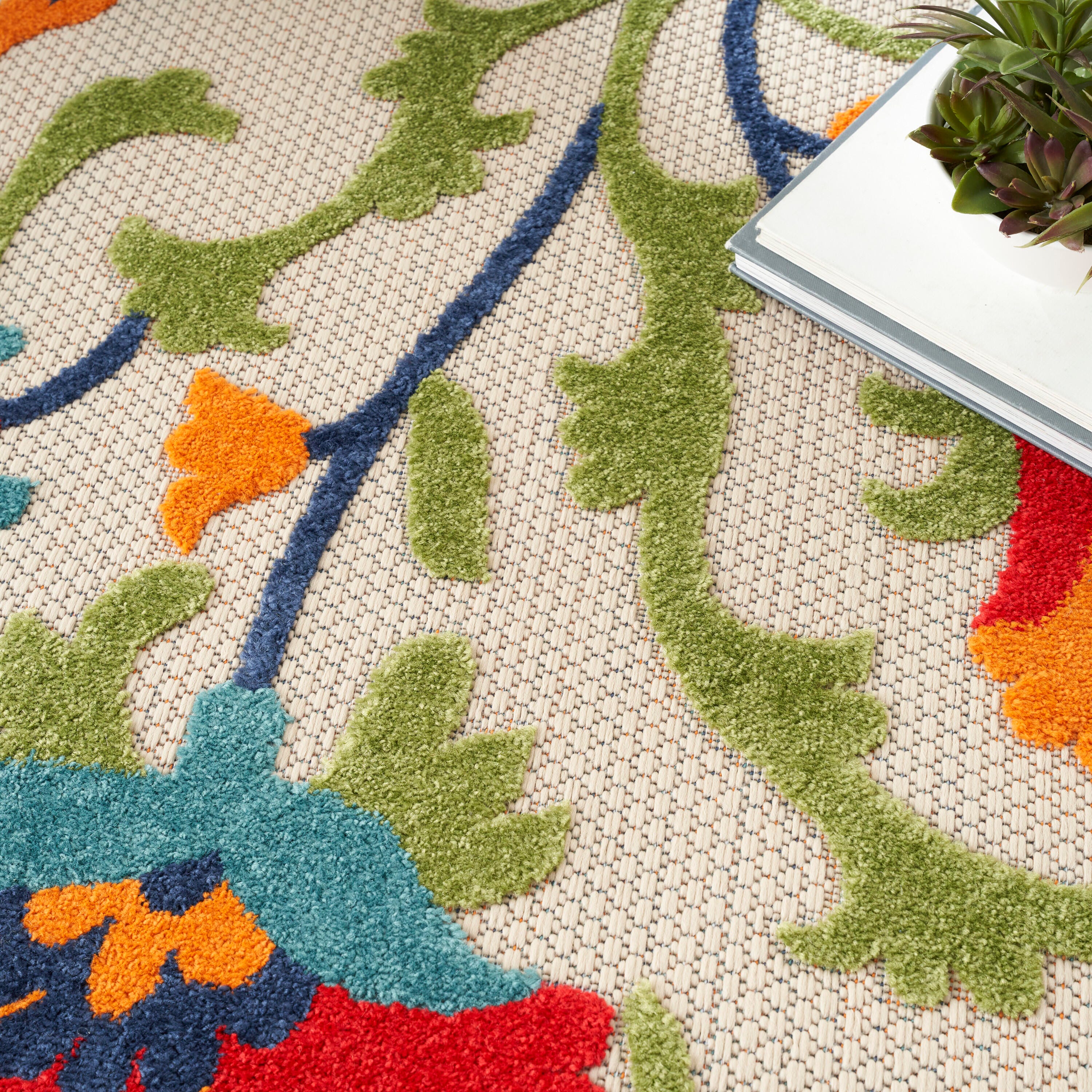 Nourison Home Splash 9' X 12' Rosette Area Rug, Red/Multi, large