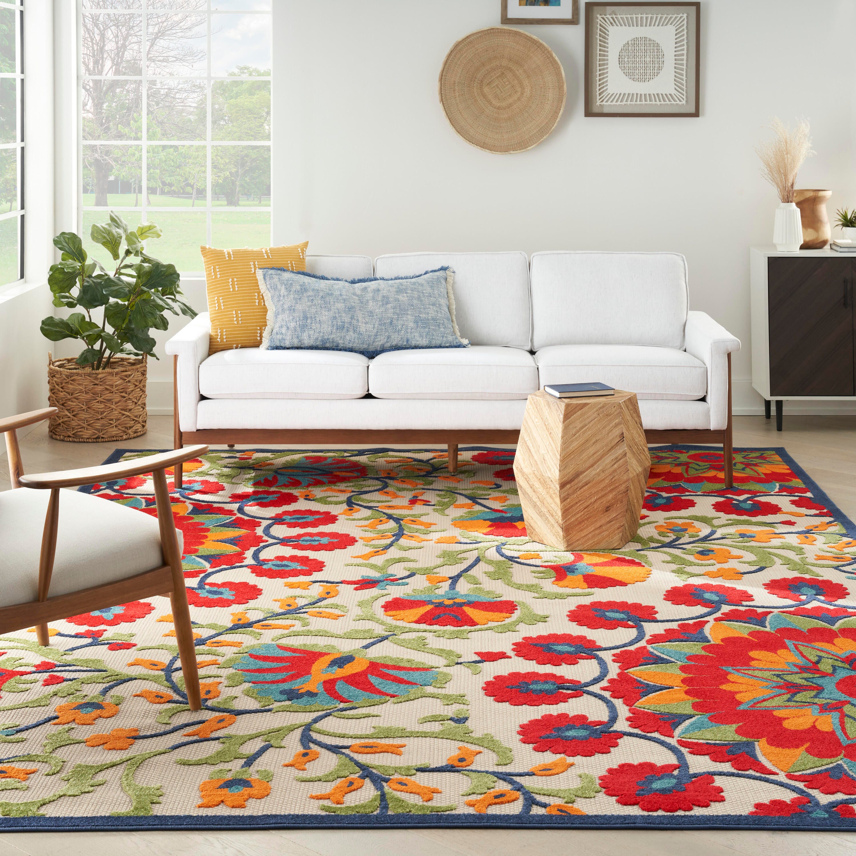 Nourison Home Splash 9' X 12' Rosette Area Rug, Red/Multi, large