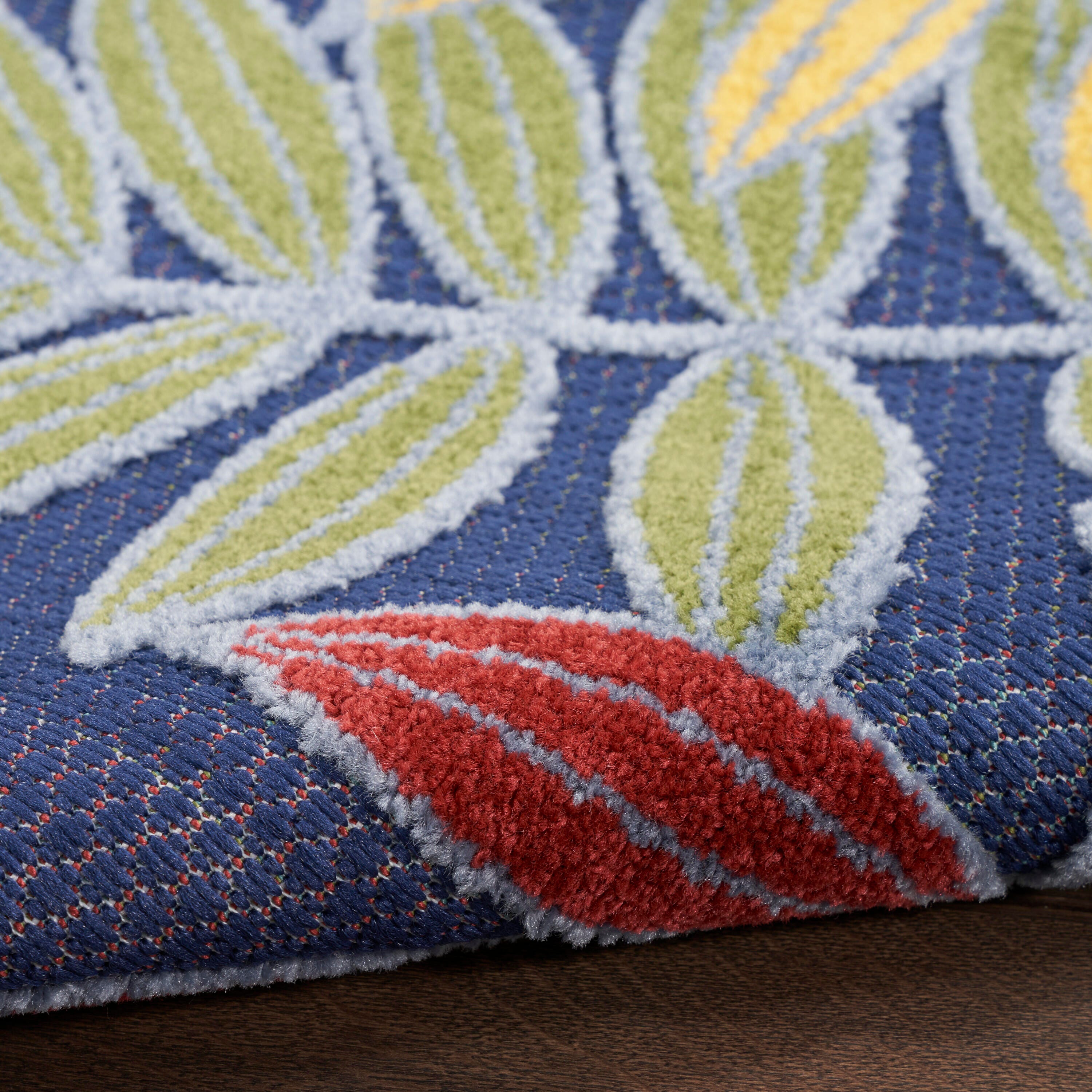 Nourison Home Splash 7'10"X Round Botanical Pattern Indoor/Outdoor Area Rug, Navy/Multi, large