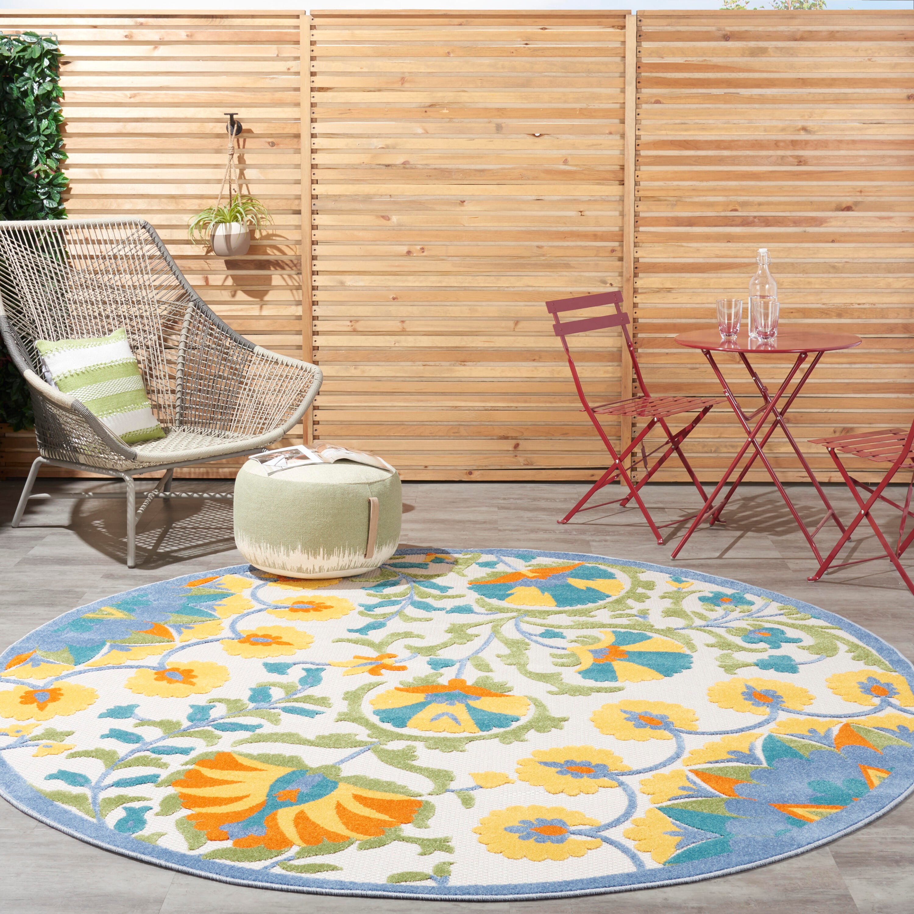 Nourison Home Splash 7'10"X Round Petals Area Rug, Multi, large