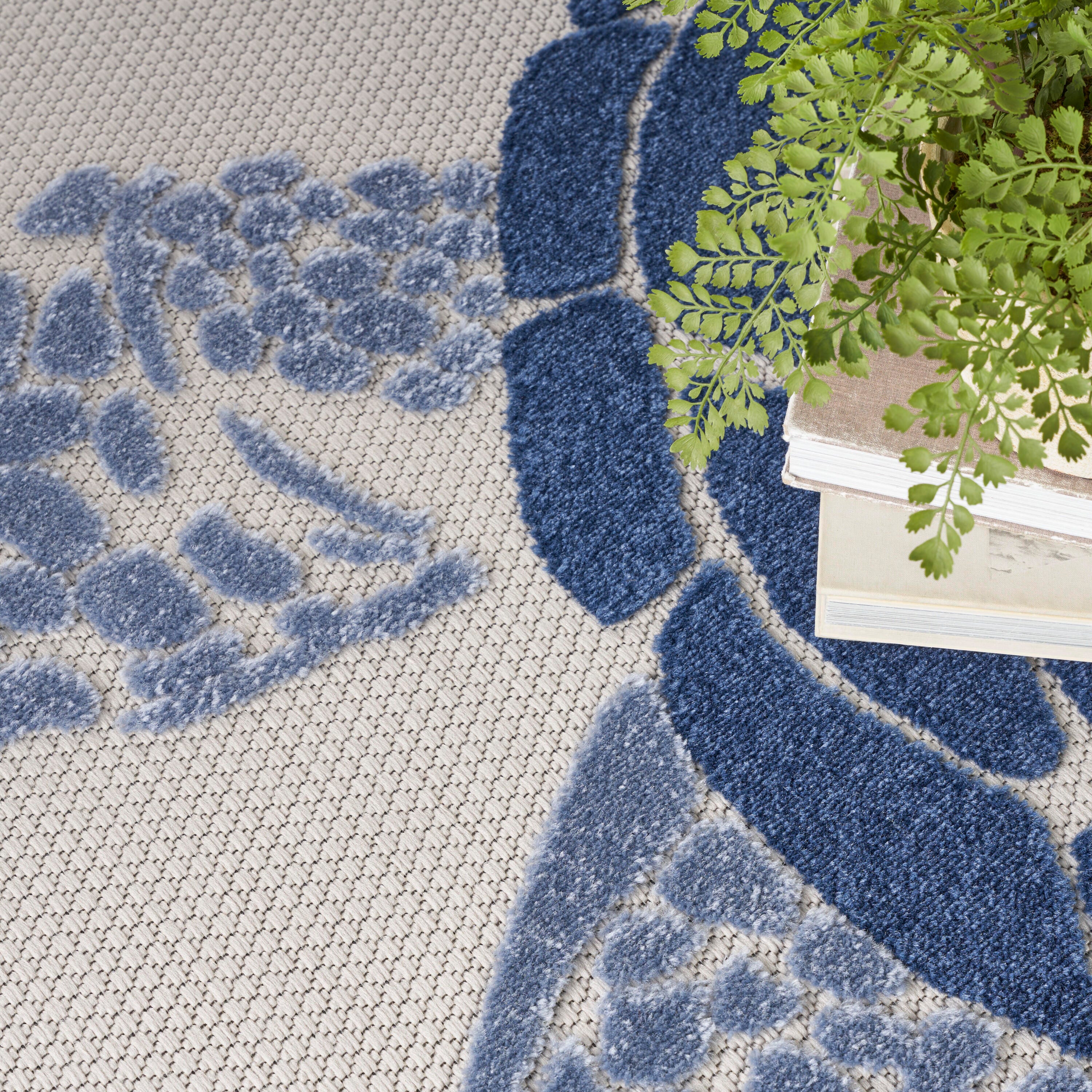 Nourison Home Splash 9' X 12' Motif Area Rug, Navy Blue, large
