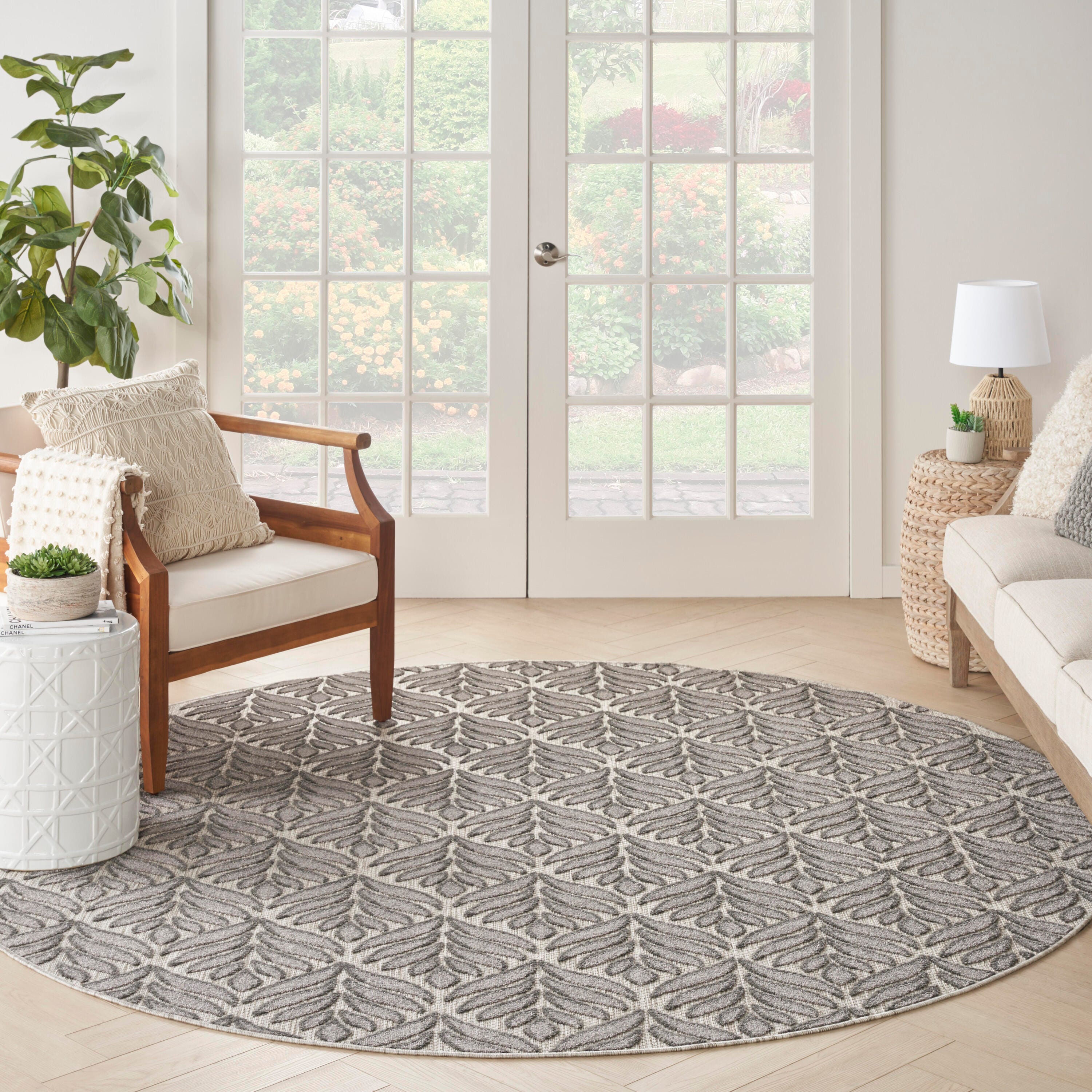 Nourison Home Splash 7'10"X Round Texture Area Rug, Charcoal, large