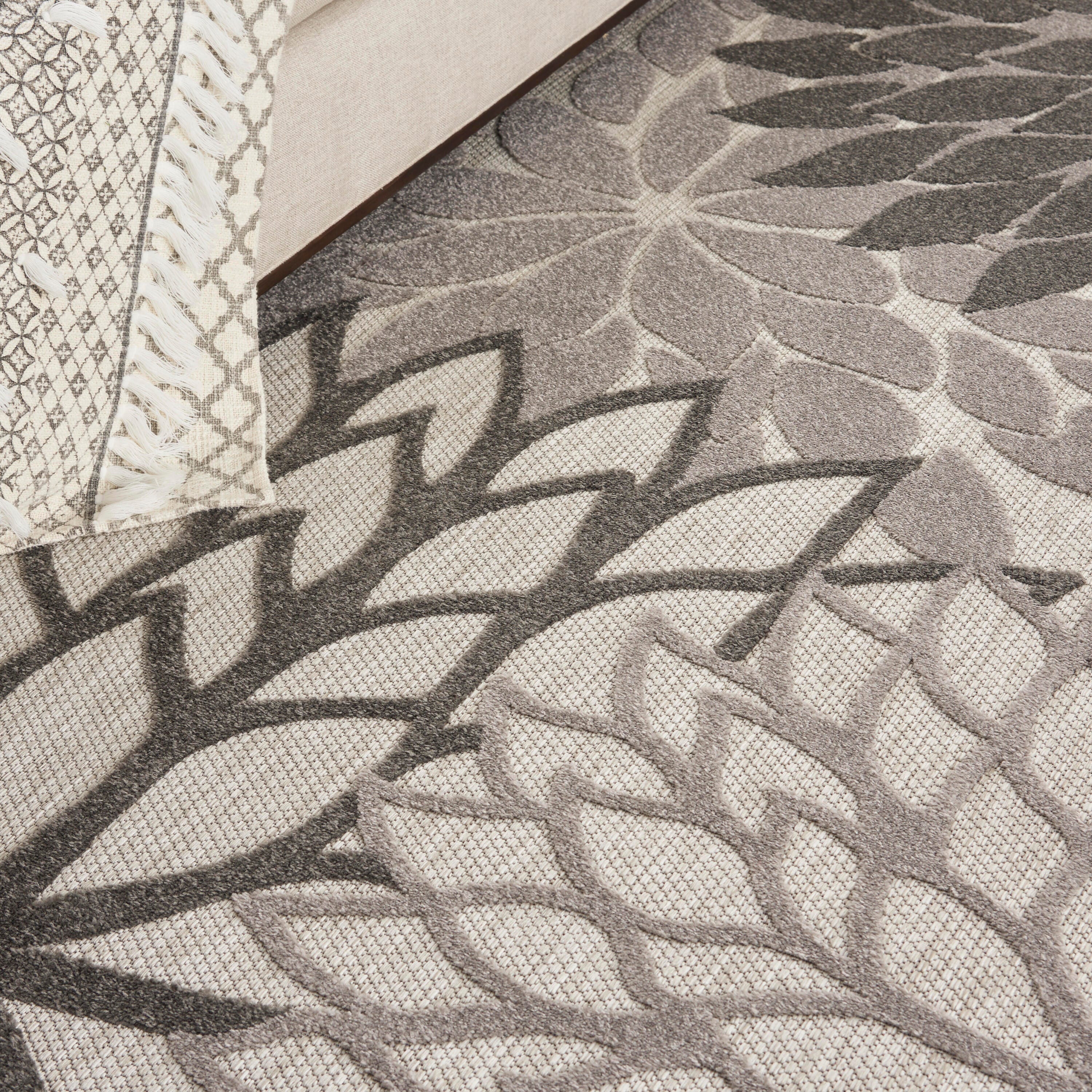 Nourison Home Splash 9' X 12' Dahlia Floral Area Rug, Silver Gray, large