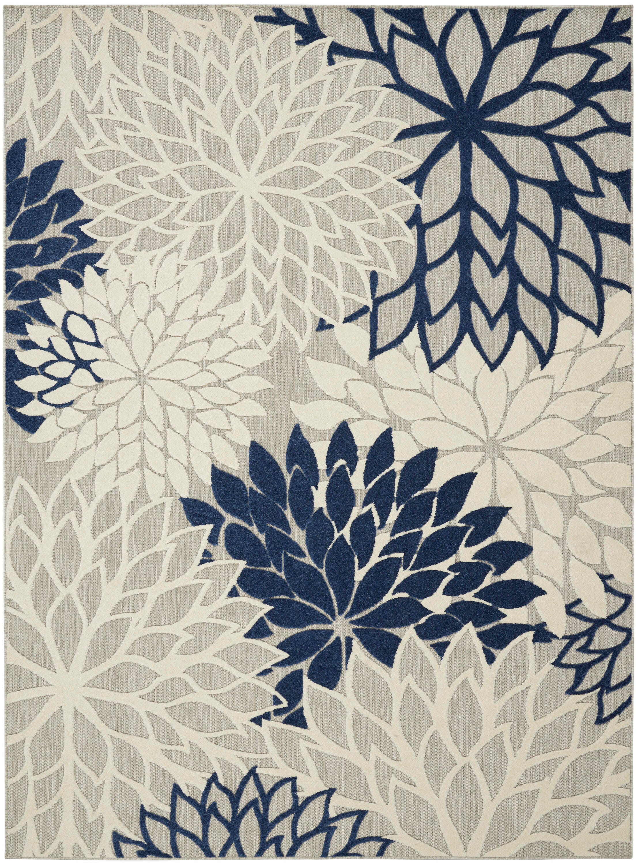 Nourison Home Splash 9' X 12' Dahlia Floral Area Rug, Ivory/Navy, large