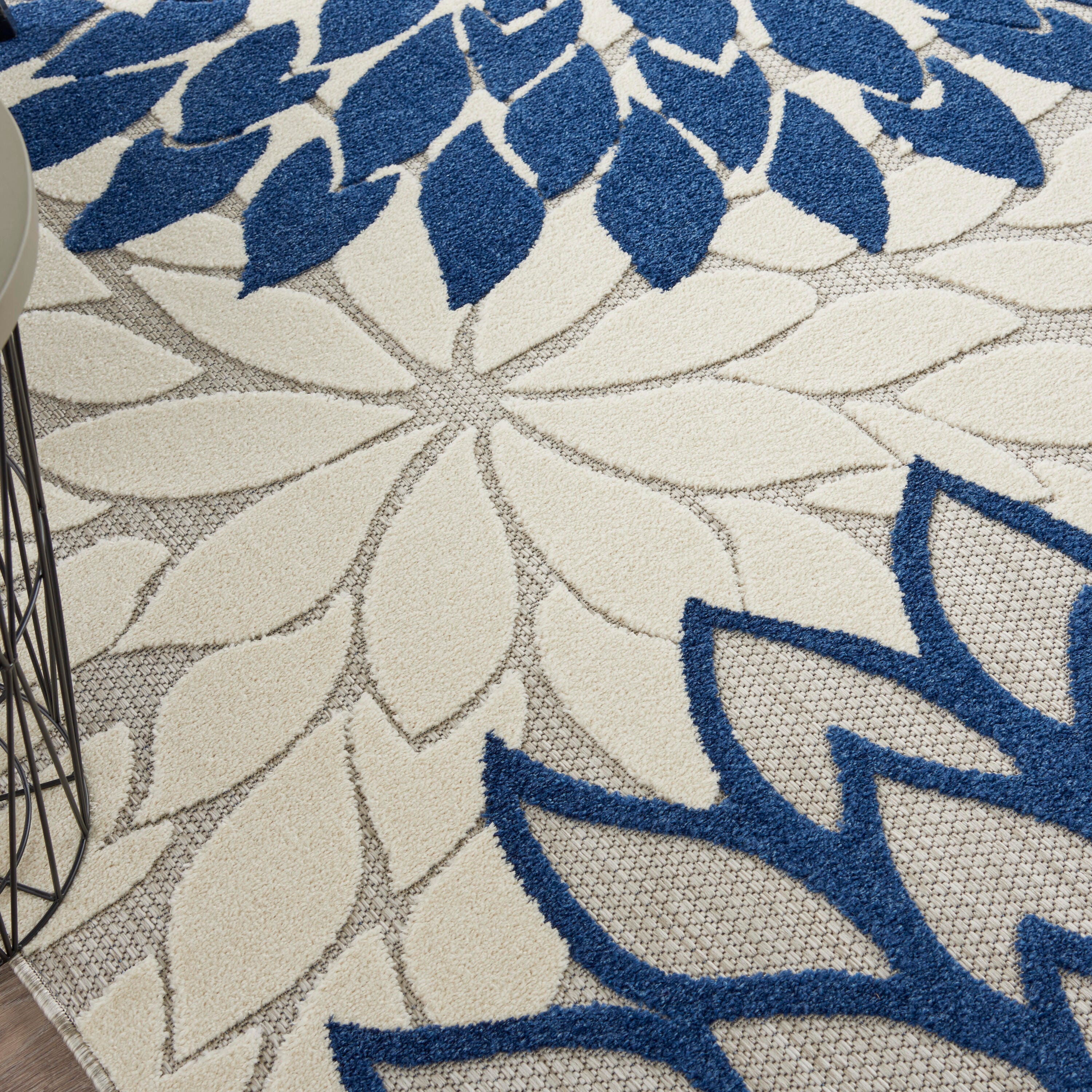 Nourison Home Splash 9' X 12' Dahlia Floral Area Rug, Ivory/Navy, large
