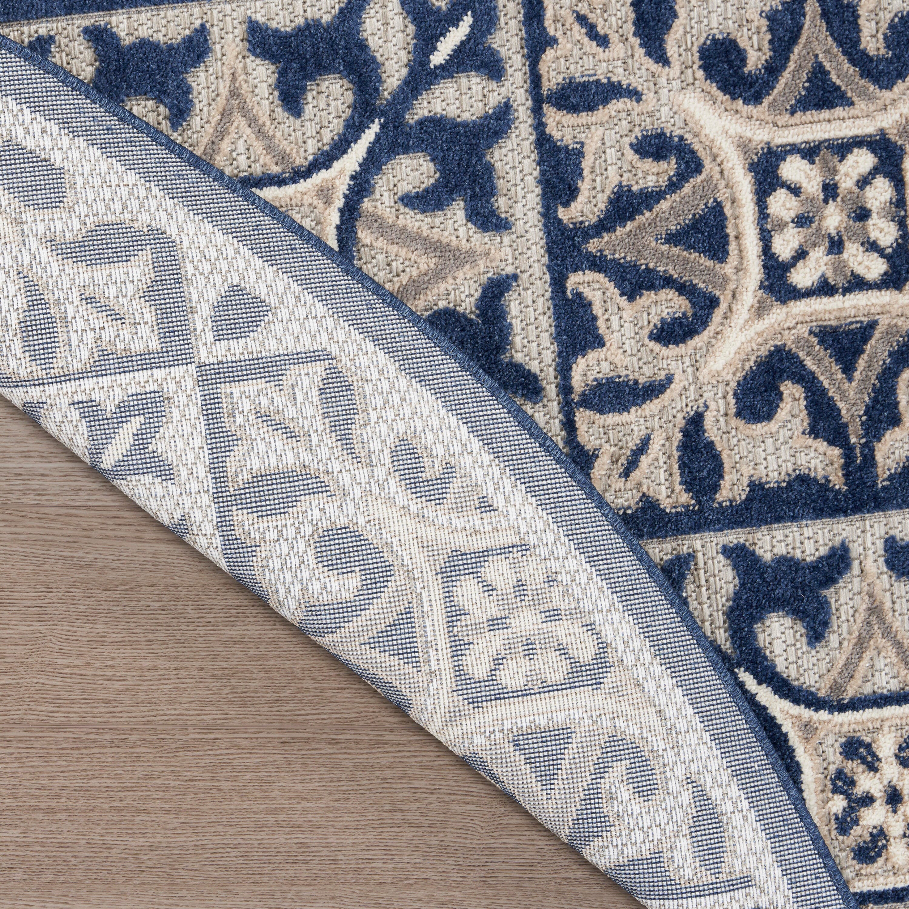 Nourison Home Splash 7'10"X Round Small Geometric Area Rug, Blue, large