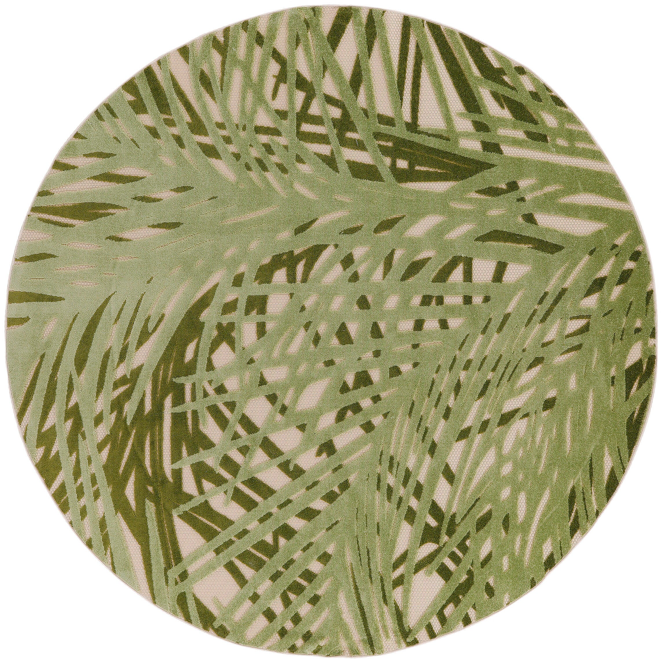 Nourison Home Splash 7'10" X Round Organic Indoor/Outdoor Area Rug, Ivory/Green, large