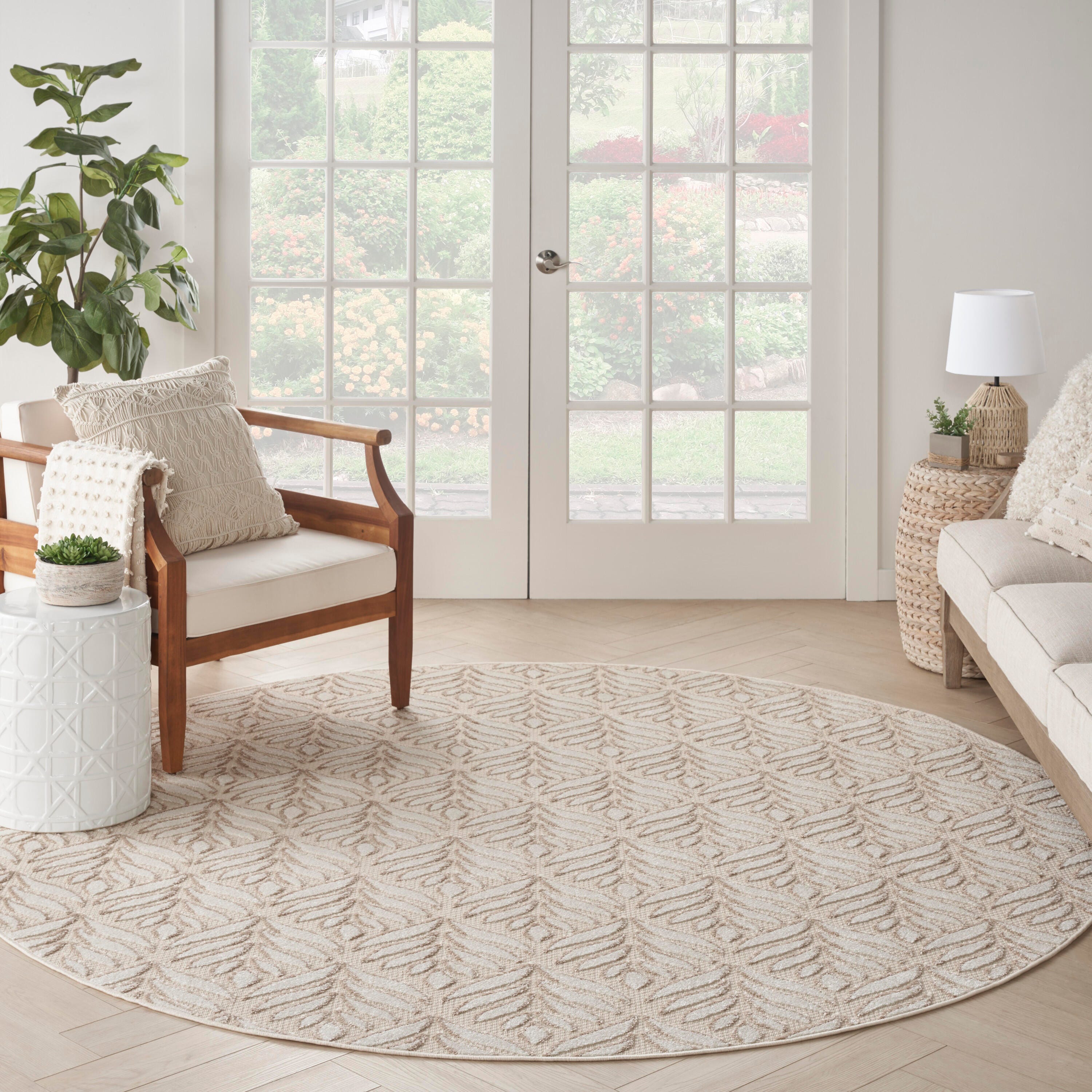 Nourison Home Splash 7'10"X Round Texture Area Rug, Ivory/Gray, large