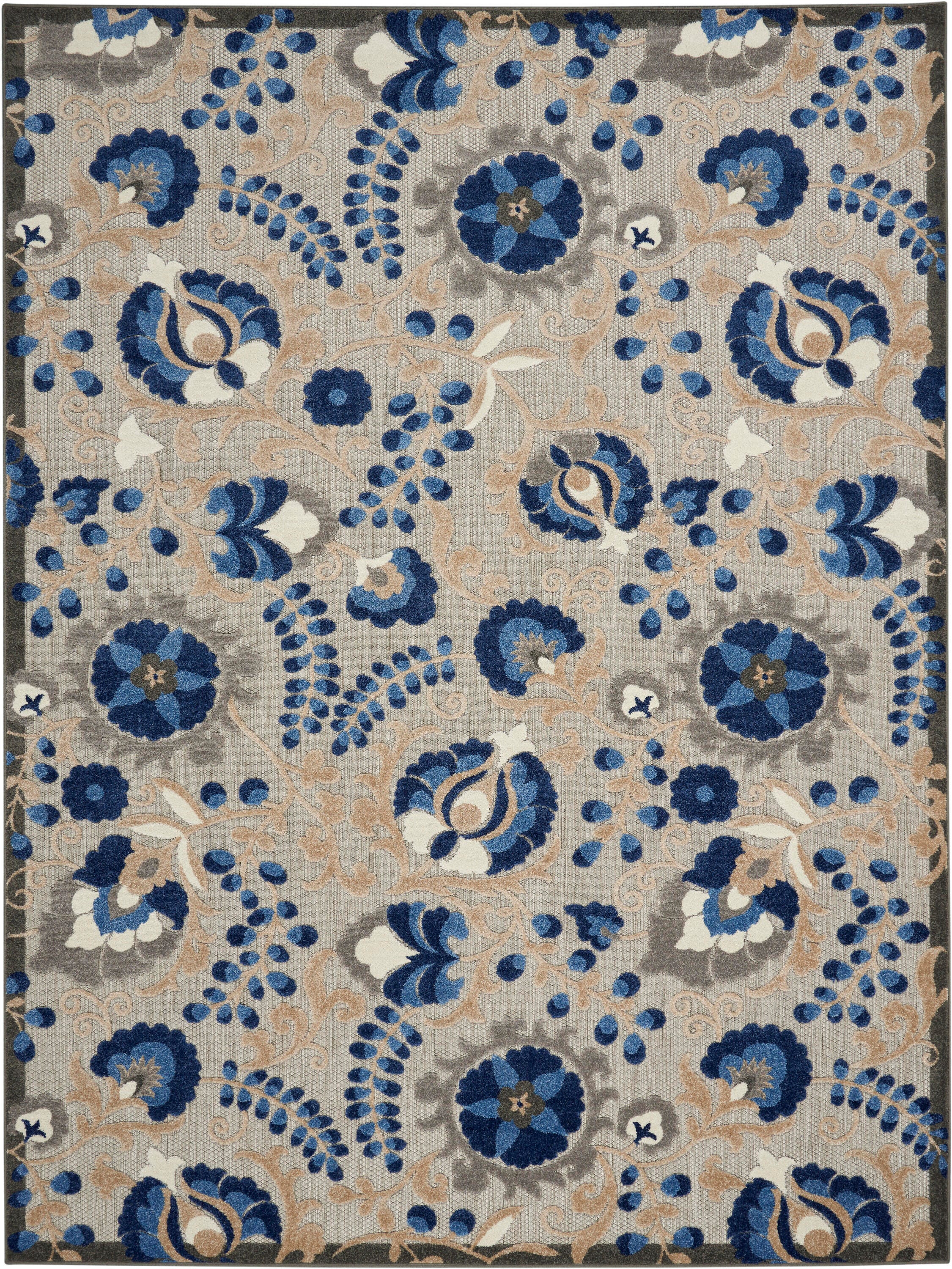 Nourison Home Splash 9' X 12' Leafy Vines Area Rug, Natural/Blue, large