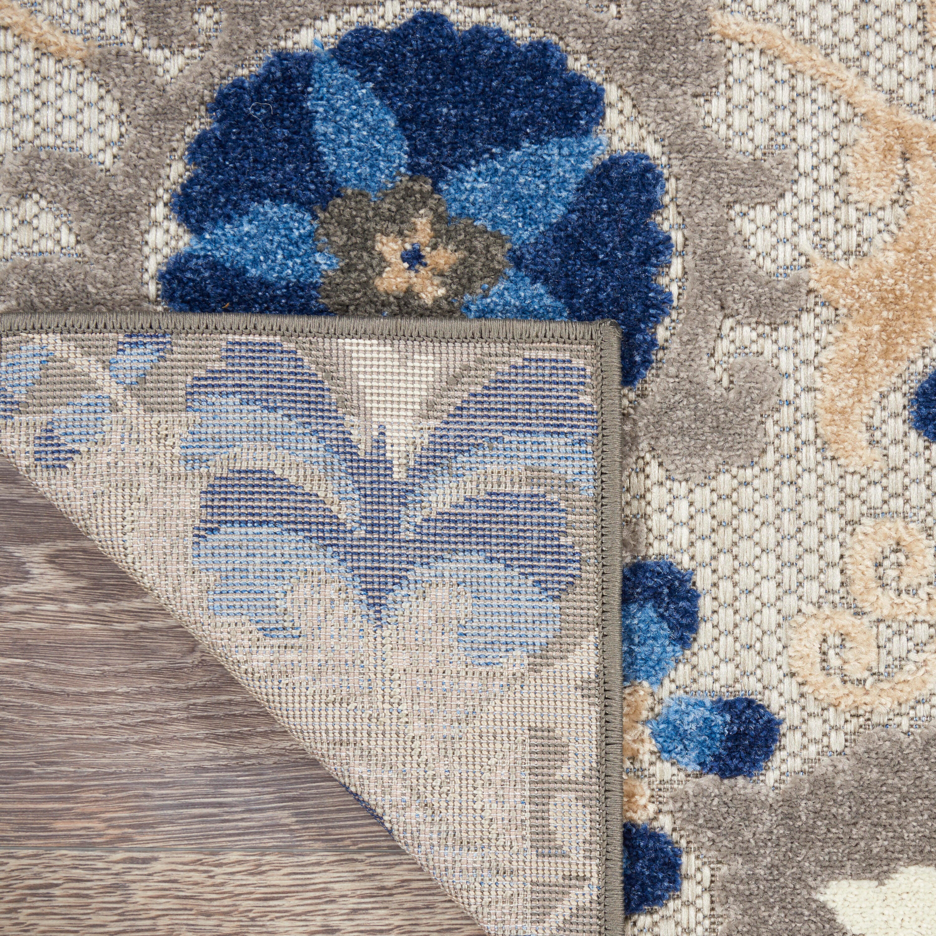 Nourison Home Splash 9' X 12' Leafy Vines Area Rug, Natural/Blue, large