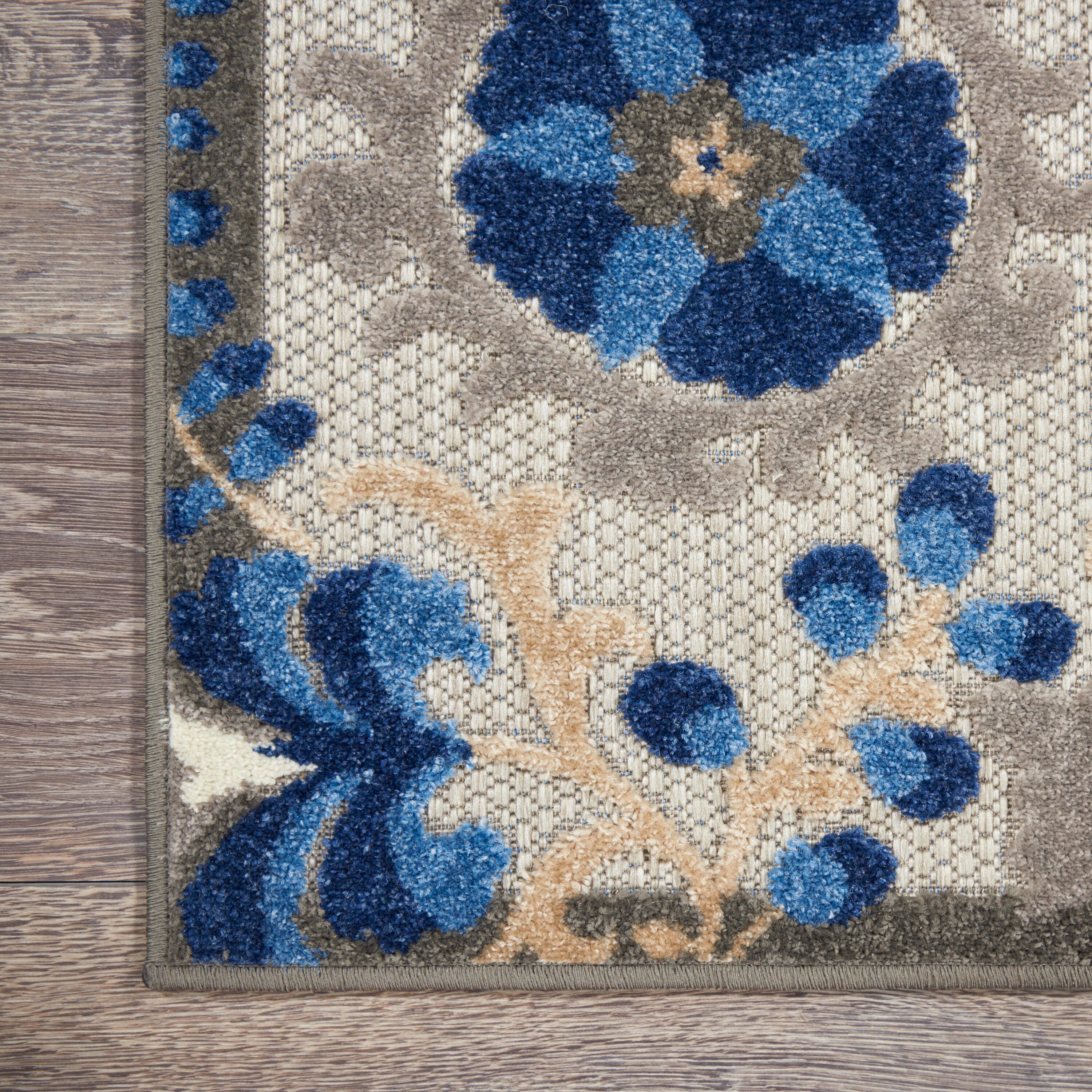 Nourison Home Splash 9' X 12' Leafy Vines Area Rug, Natural/Blue, large