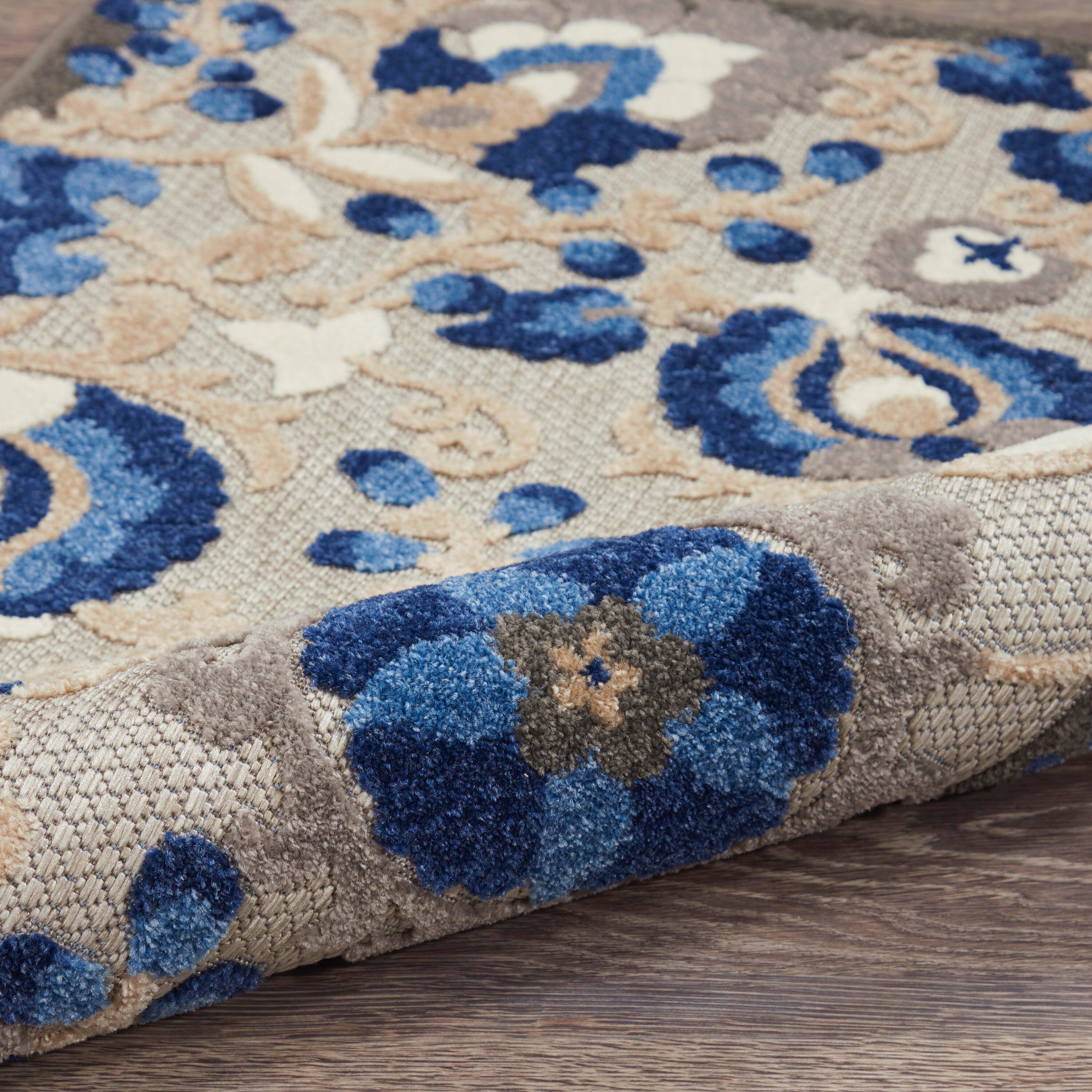 Nourison Home Splash 9' X 12' Leafy Vines Area Rug, Natural/Blue, large