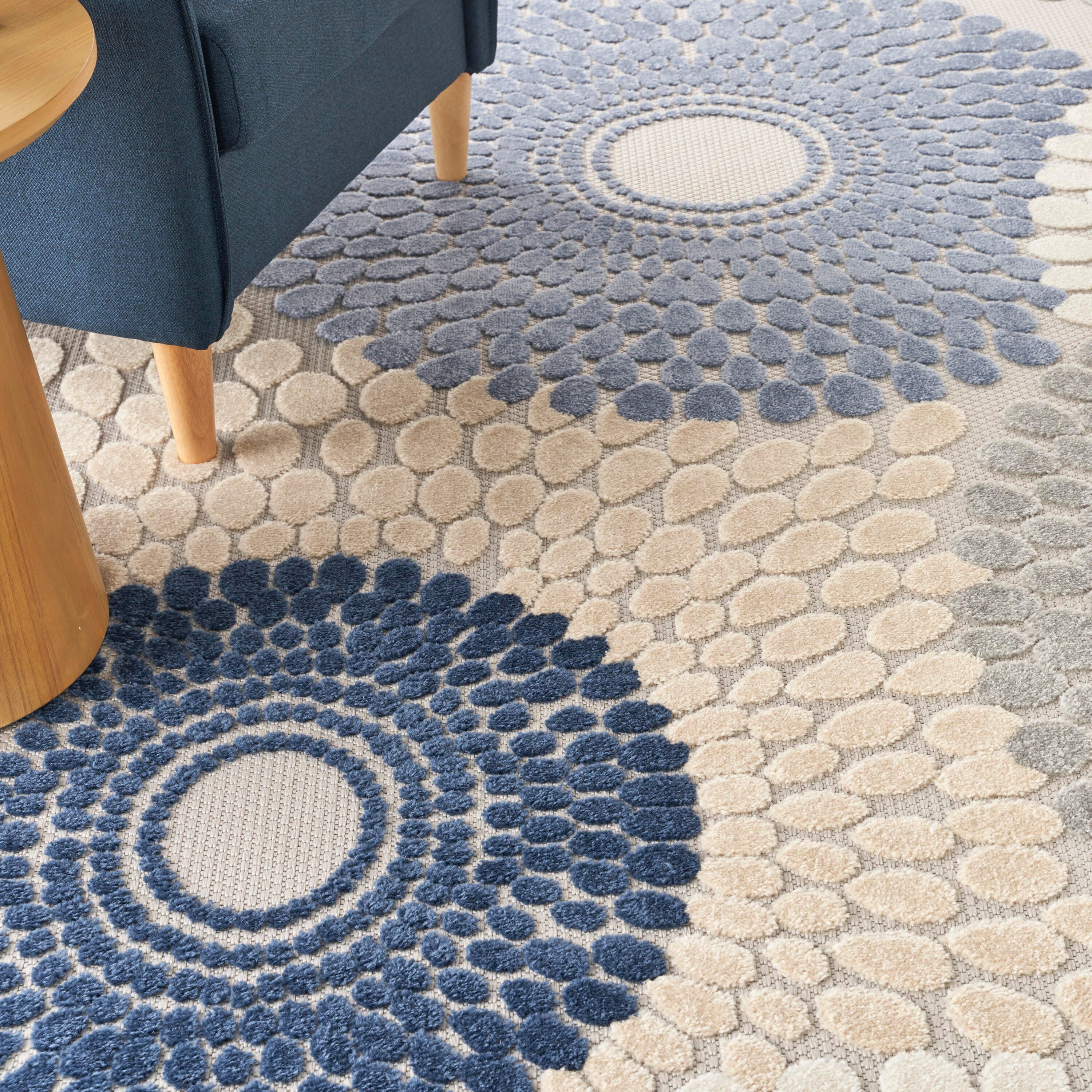 Nourison Home Splash 9' X 12' Circular Floral Area Rug, Blue/Gray, large