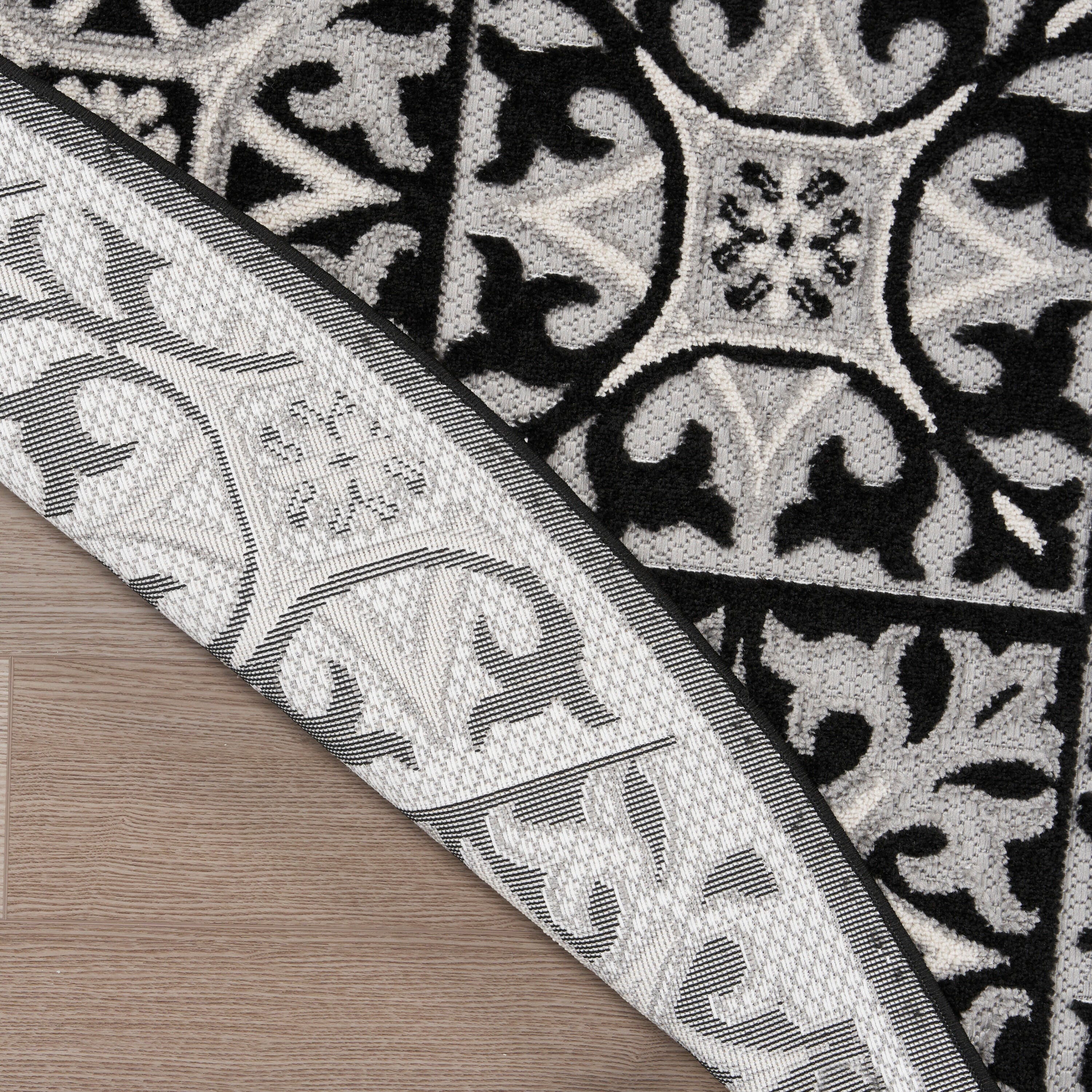 Nourison Home Splash 7'10"X Round Small Geometric Area Rug, Black/White, large
