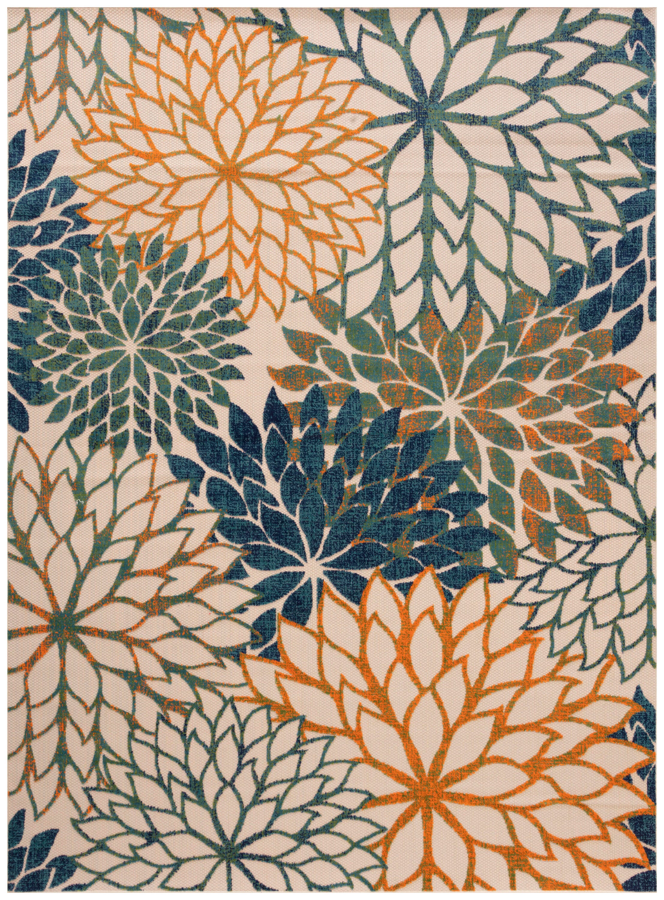 Nourison Home Splash 9' X 12' Dahlia Floral Area Rug, Blue Green, large