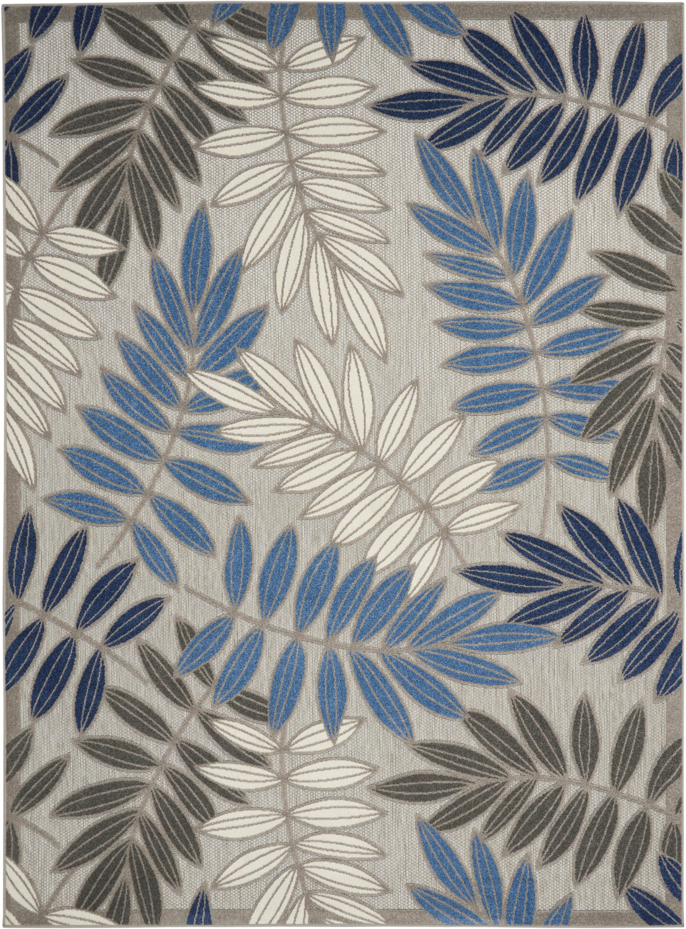 Nourison Home Splash 9' X 12' Botanical Pattern Area Rug, Gray/Blue, large
