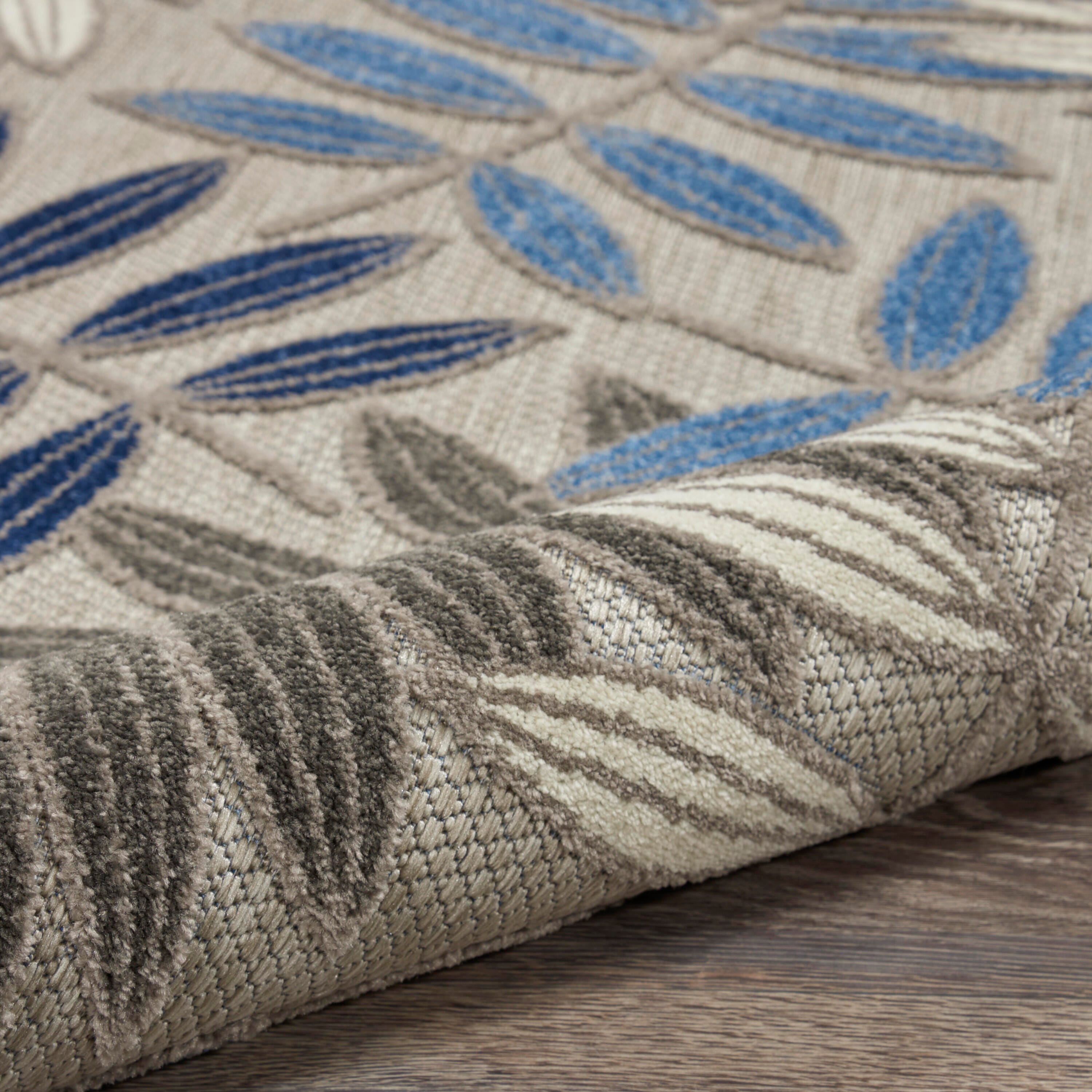 Nourison Home Splash 9' X 12' Botanical Pattern Area Rug, Gray/Blue, large
