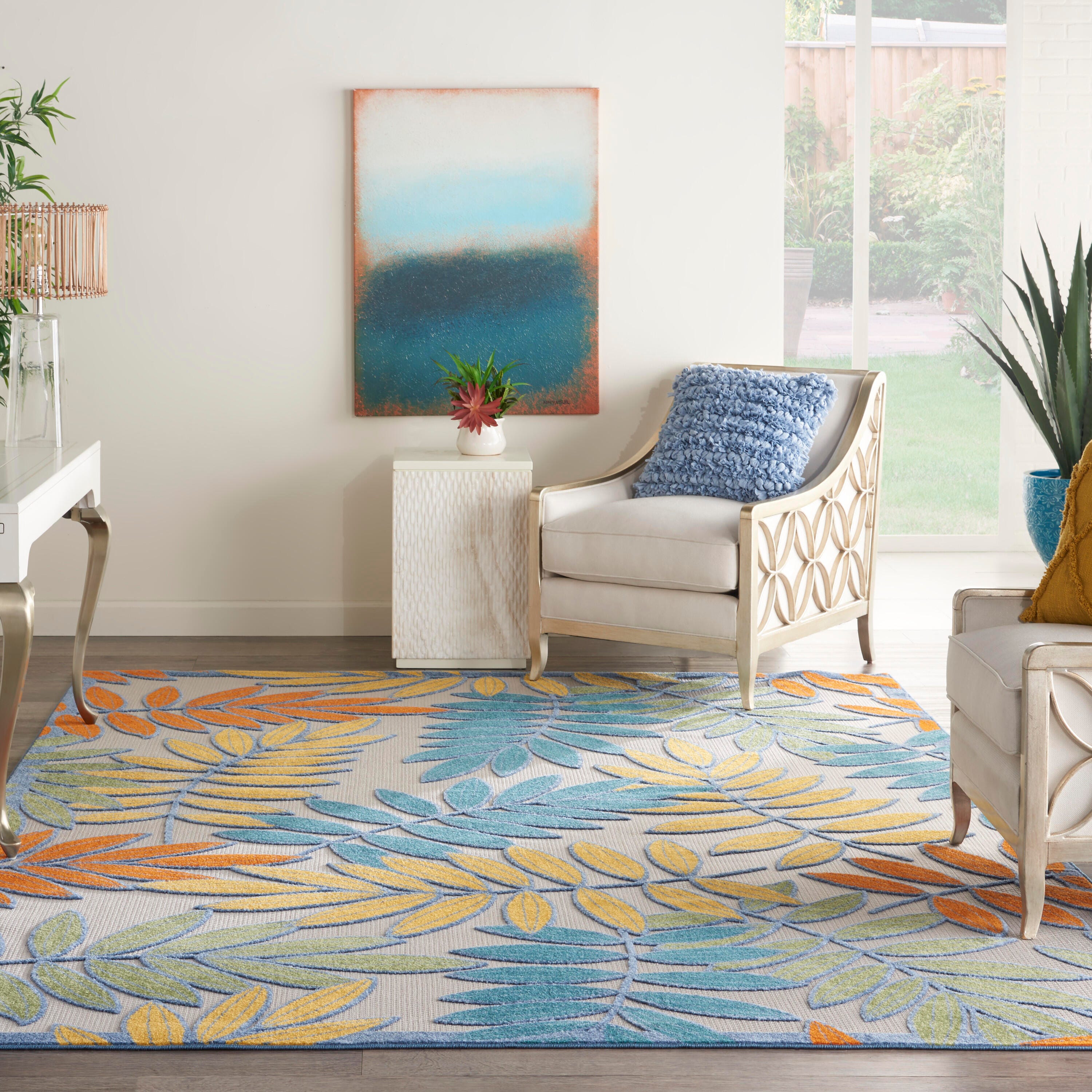 Nourison Home Splash 9' X 12' Botanical Pattern Area Rug, Ivory/Multi, large