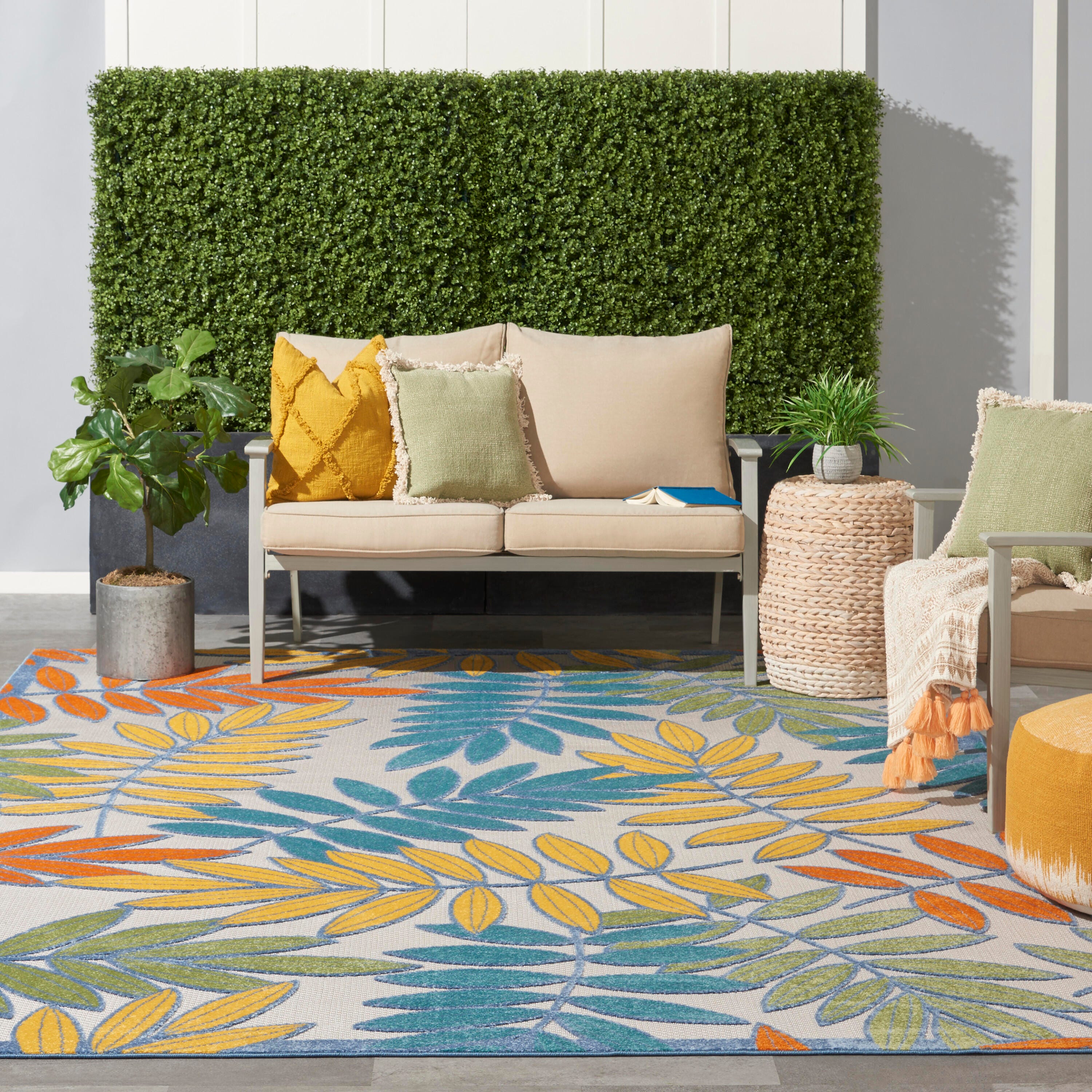 Nourison Home Splash 9' X 12' Botanical Pattern Area Rug, Ivory/Multi, large