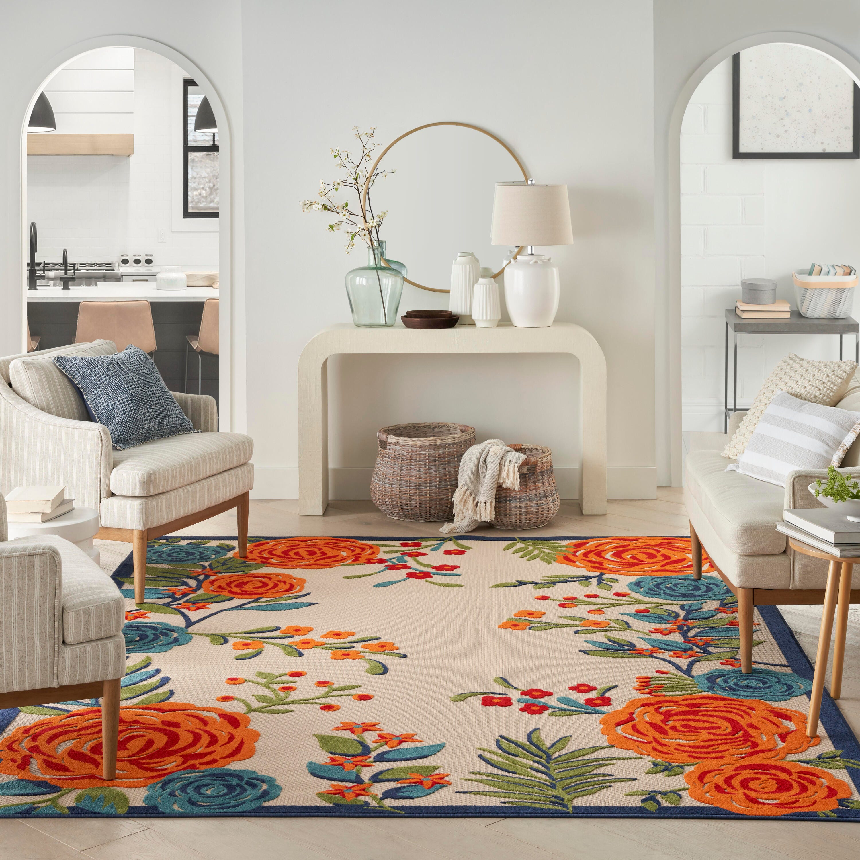 Nourison Home Splash 9' X 12' Rose Floral Area Rug, Multi, large