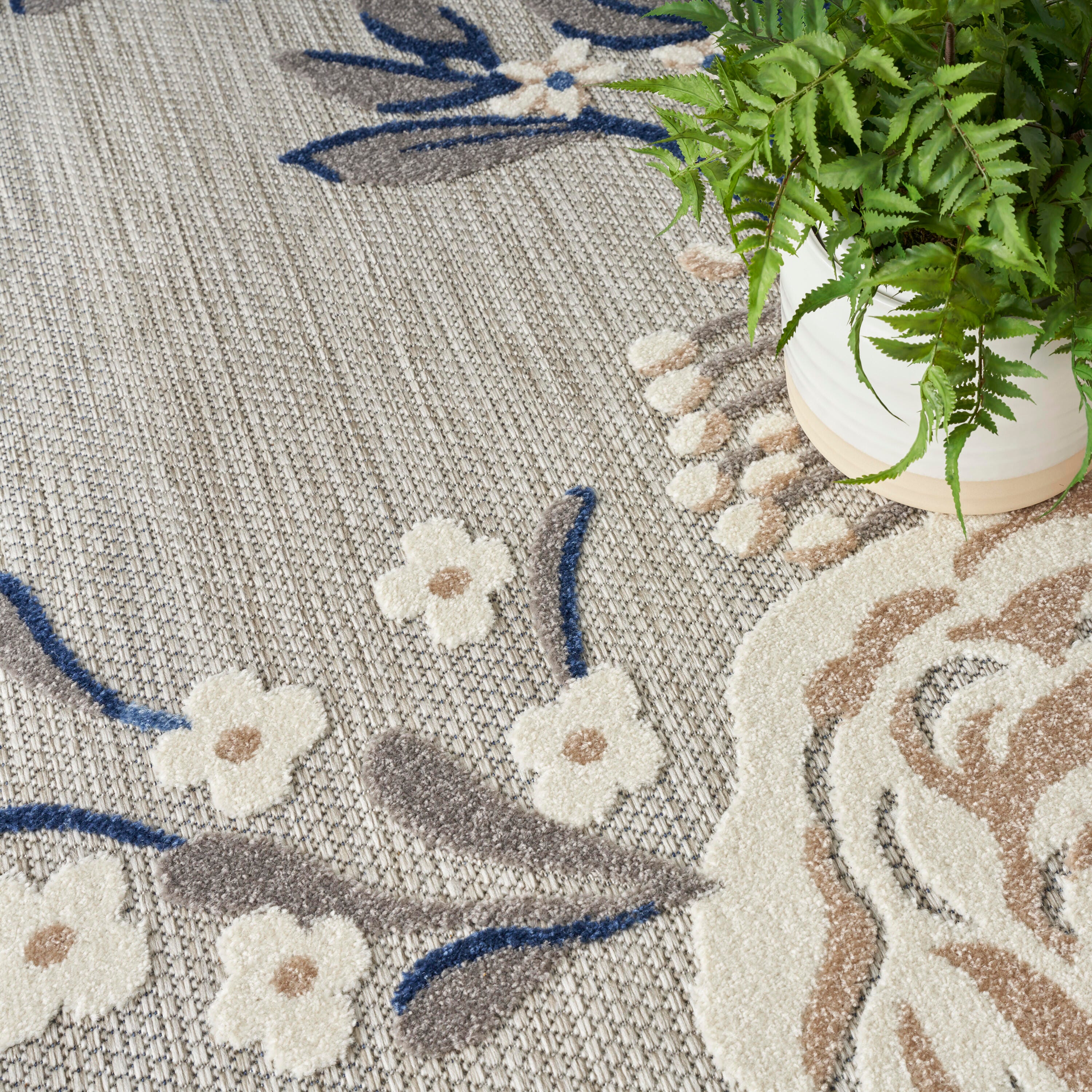 Nourison Home Splash 9' X 12' Rose Floral Area Rug, Blue/Gray, large