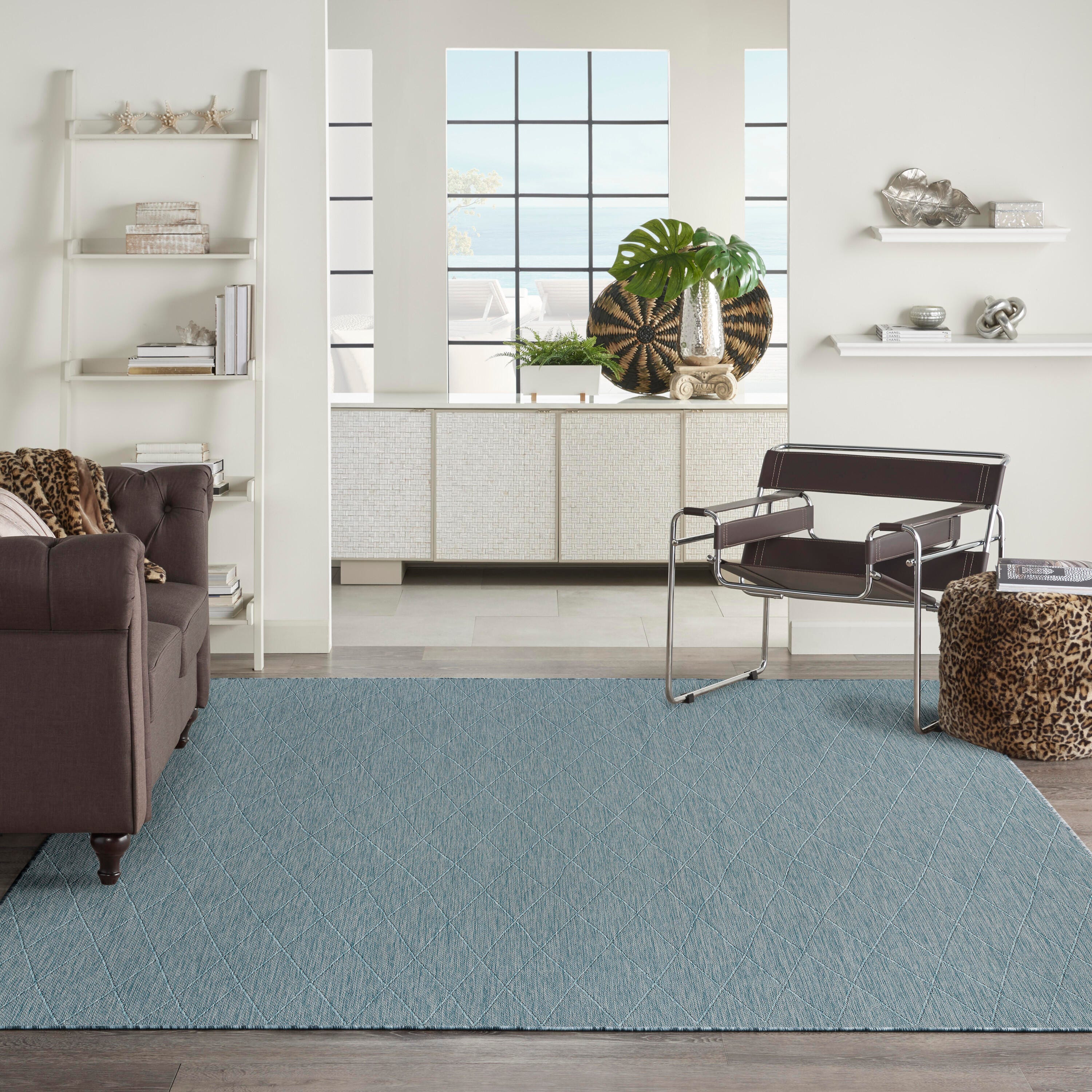 Nourison Home Washable Solutions 10' x 14' Indoor/Outdoor Rug, Aqua, large