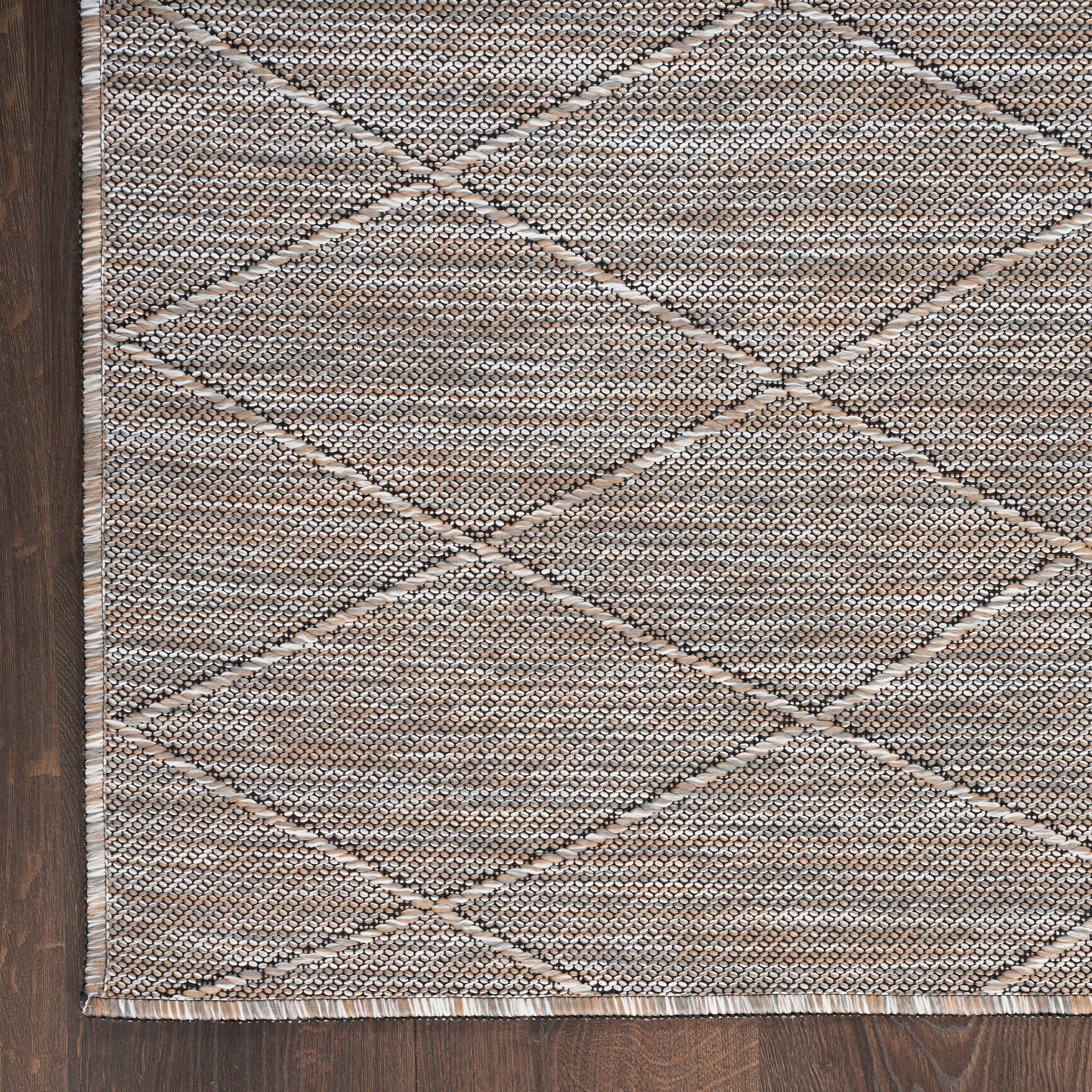 Nourison Home Washable Solutions 3' x 5' Indoor/Outdoor Rug, Gray/Mocha, large