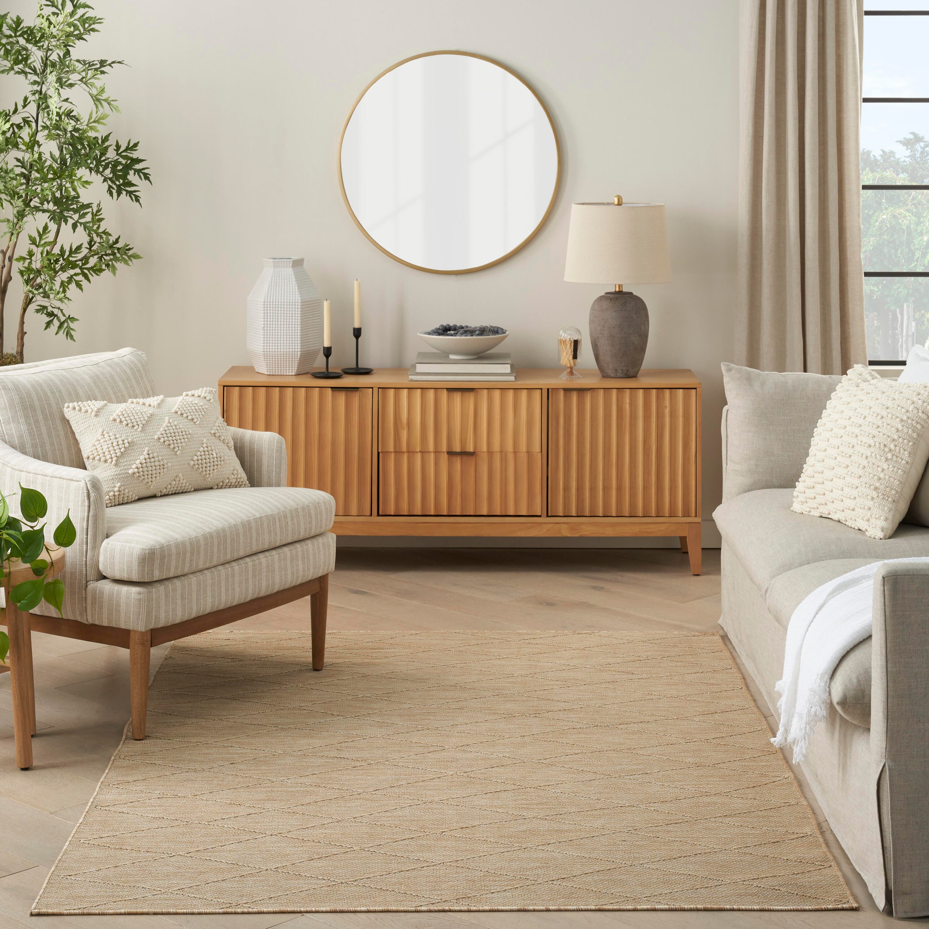 Nourison Home Washable Solutions 4' x 6' Indoor/Outdoor Rug, Natural, large