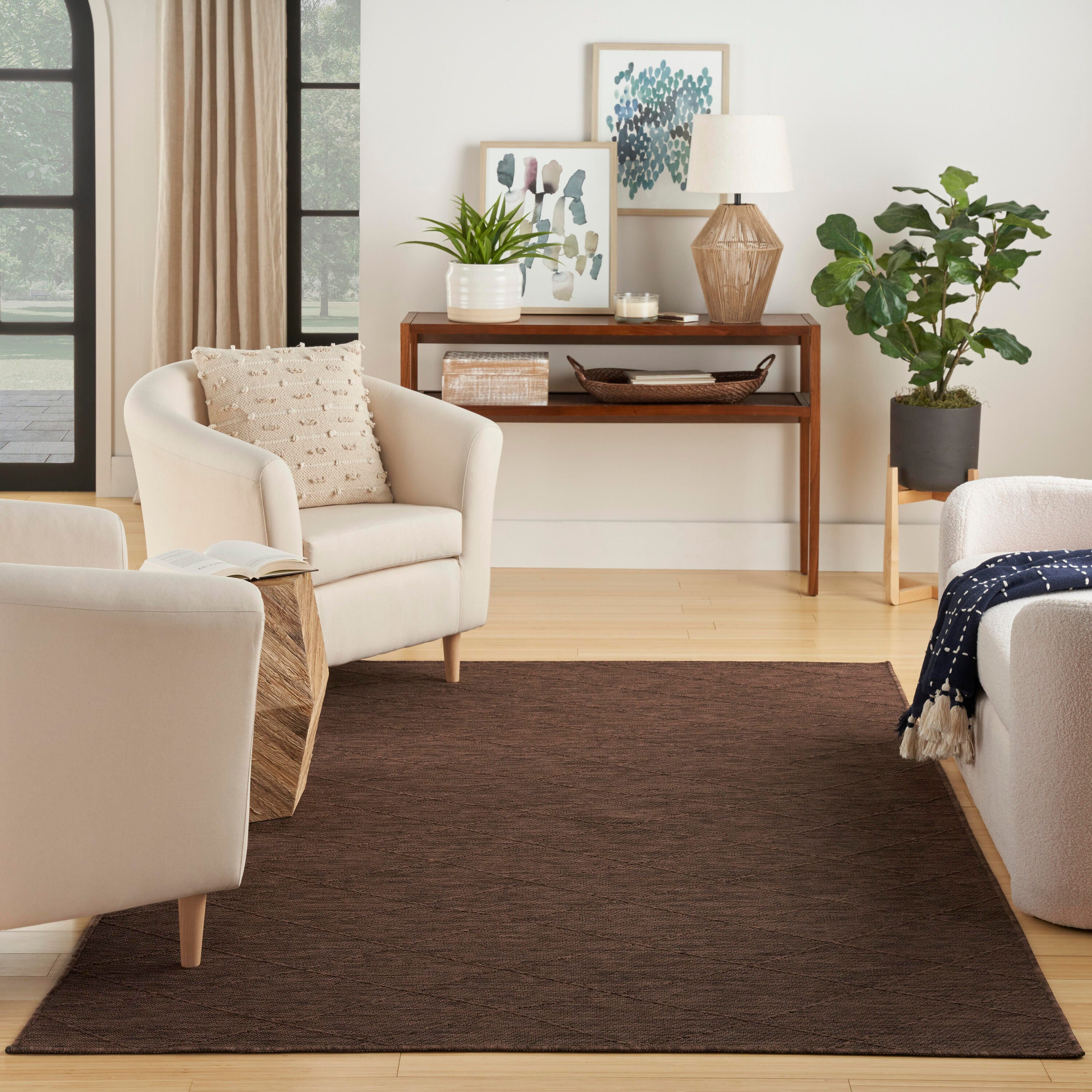 Nourison Home Washable Solutions 6' x 9' Indoor/Outdoor Rug, Mocha, large