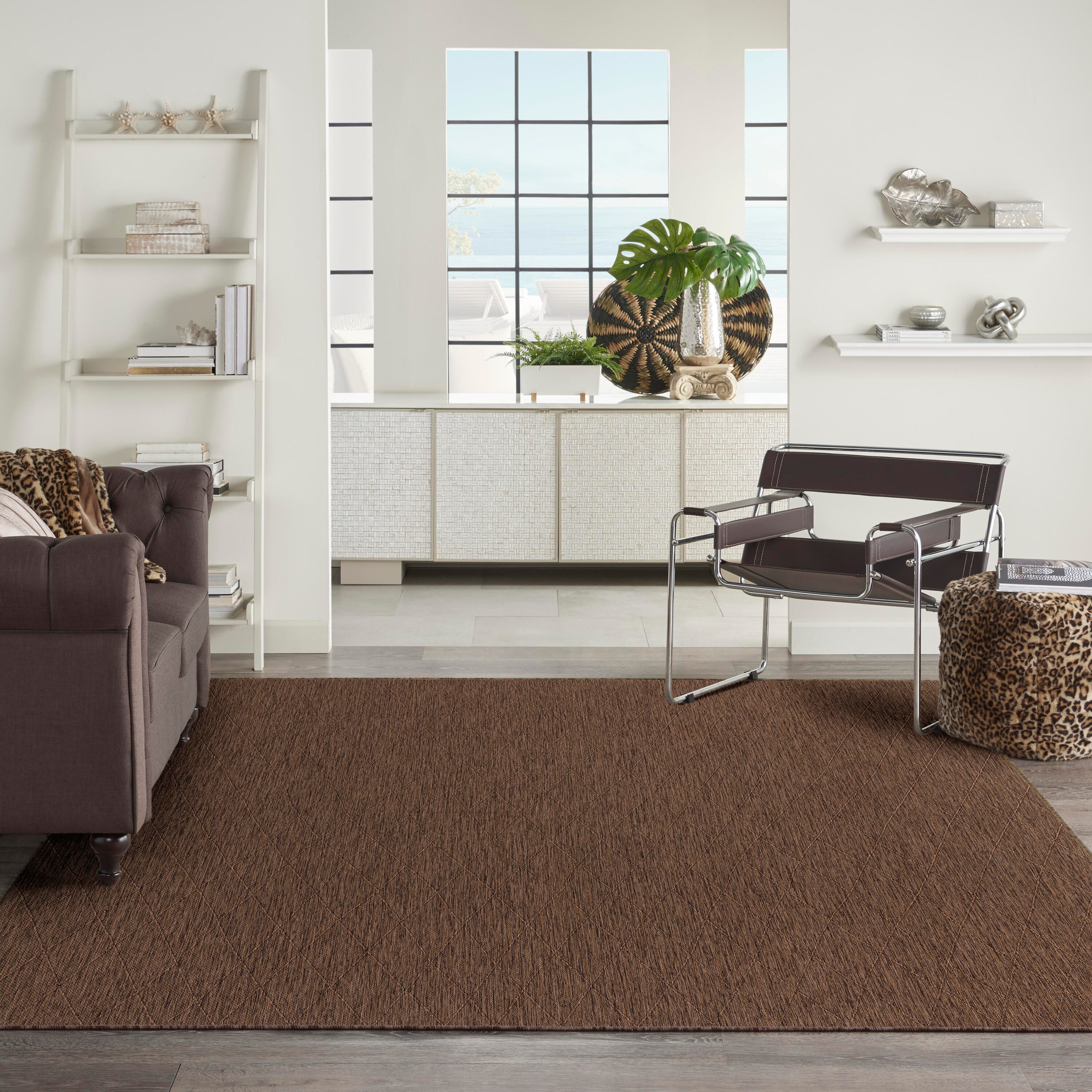 Nourison Home Washable Solutions 8' x 10' Indoor/Outdoor Rug, Mocha, large