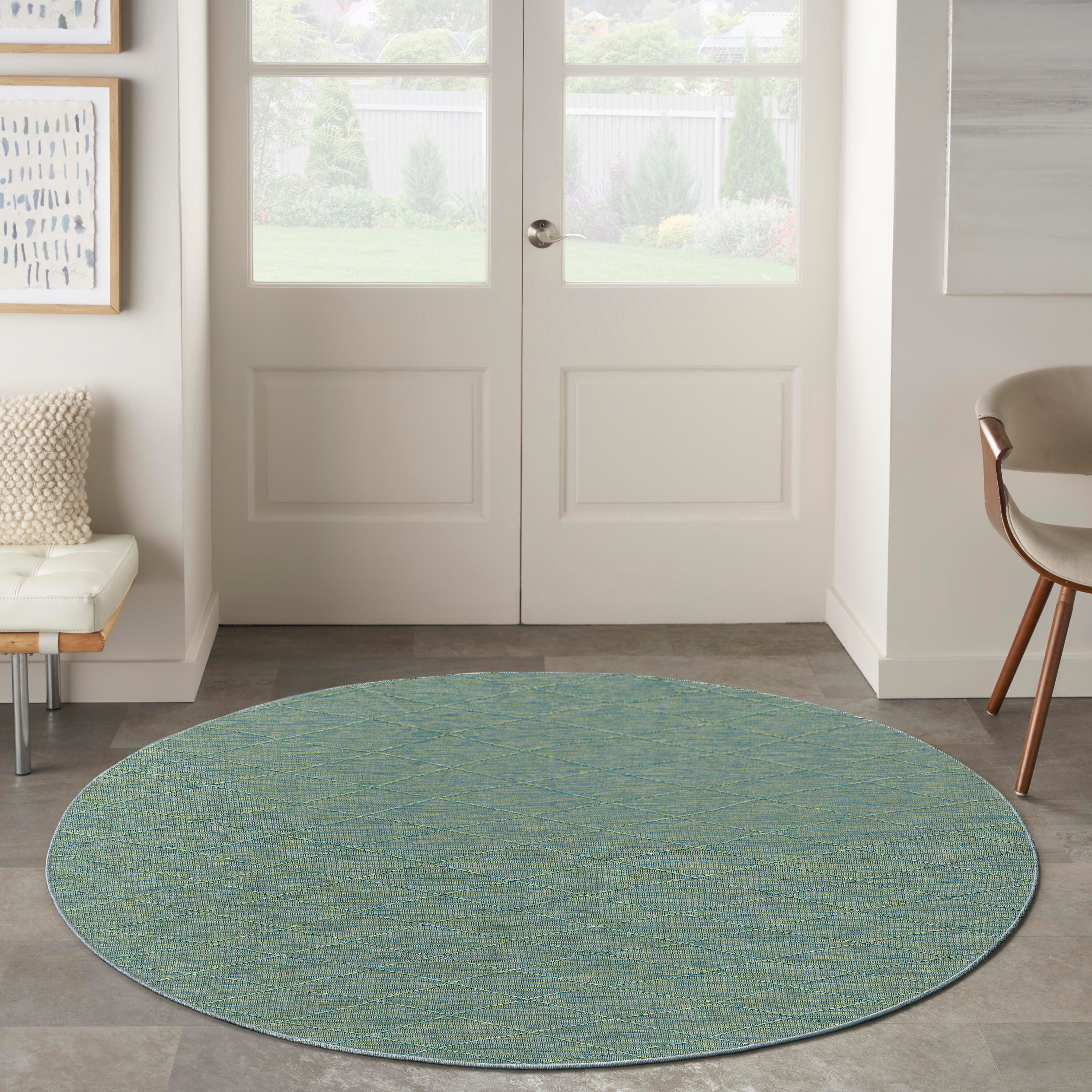 Nourison Home Washable Solutions 8' x Indoor/Outdoor Rug, Blue/Green, large