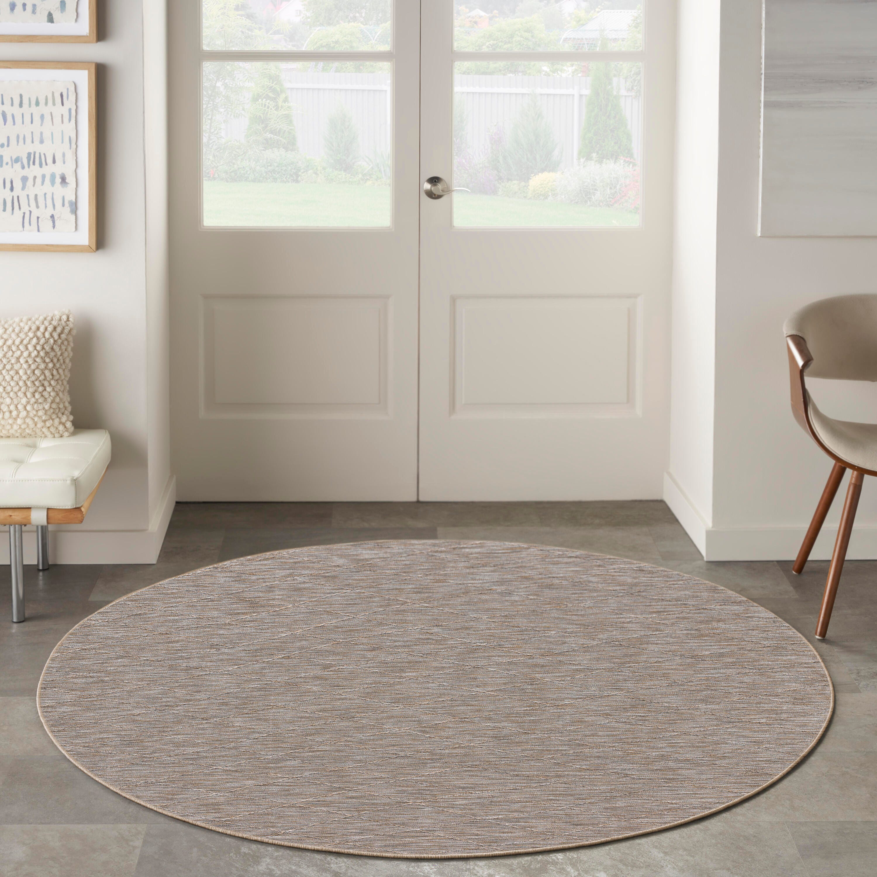 Nourison Home Washable Solutions 8' x Indoor/Outdoor Rug, Gray/Mocha, large
