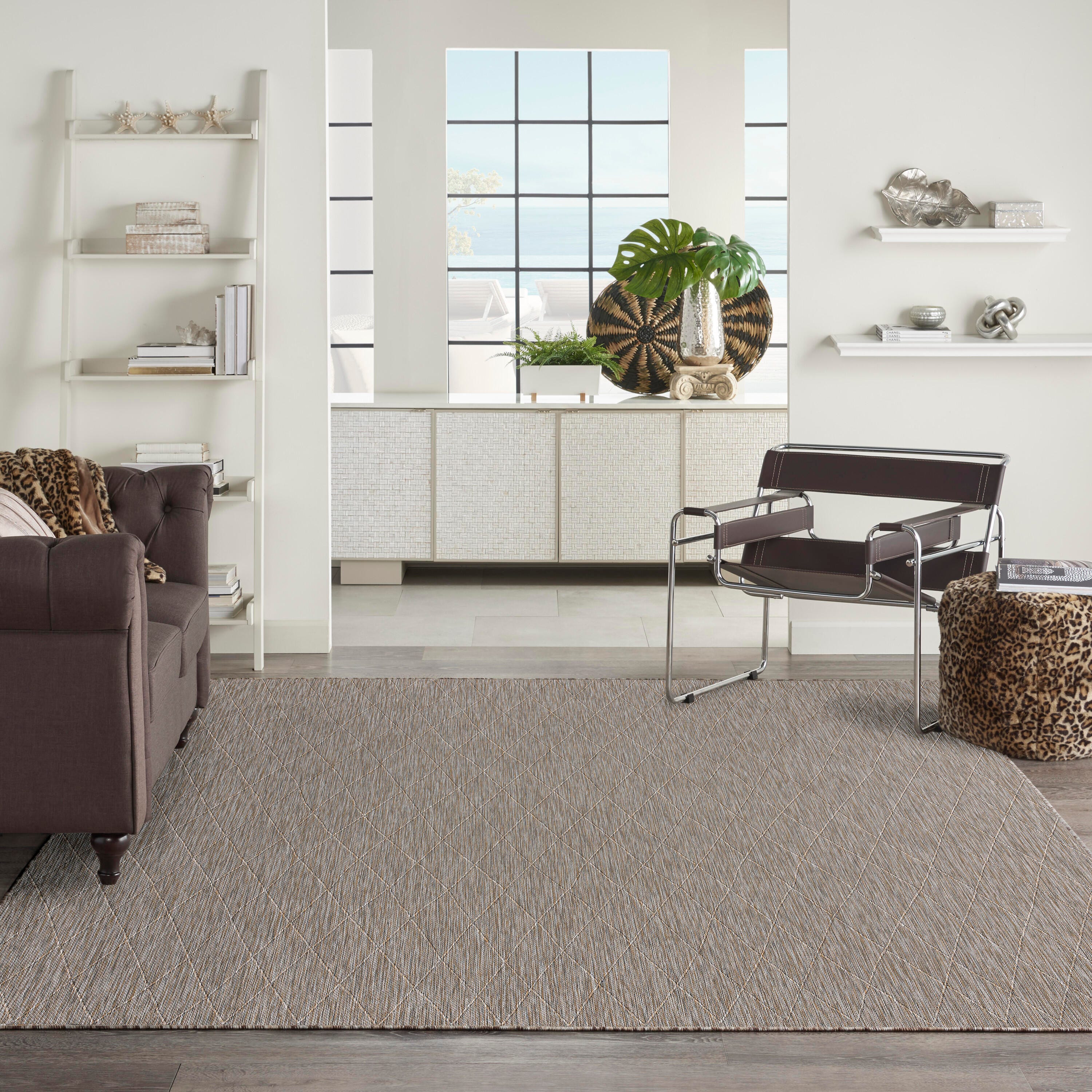Nourison Home Washable Solutions 9' x 12' Indoor/Outdoor Rug, Gray/Mocha, large
