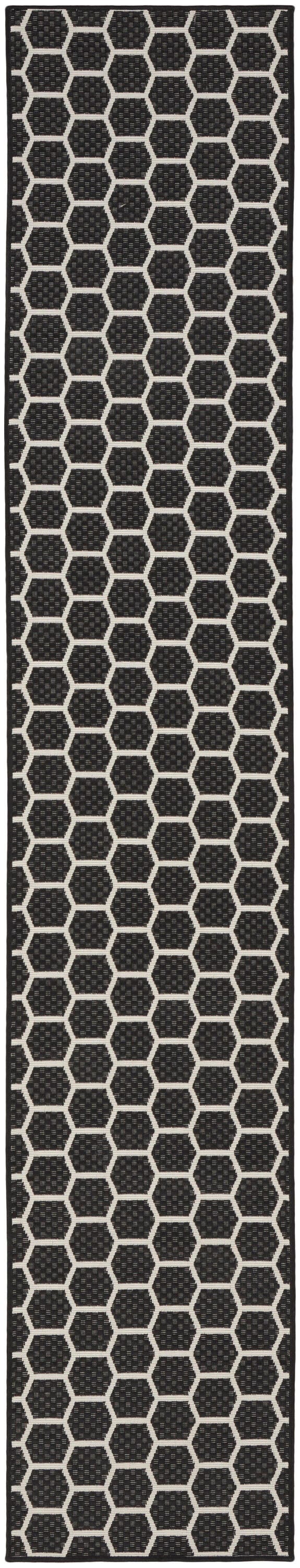 Nourison Home Twist Reversible Indoor/Outdoor 2'2" x 12' Area Rug, Black, large