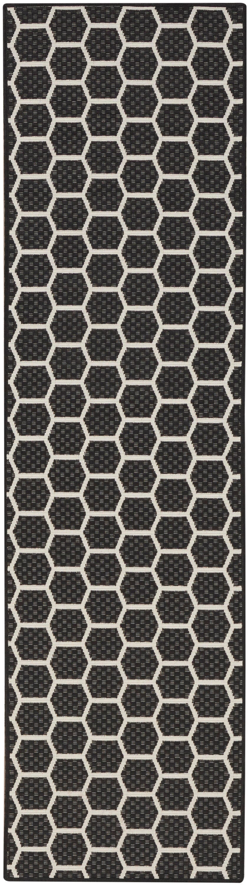 Nourison Home Twist Reversible Indoor/Outdoor 2'2" x 8' Area Rug, Black, large