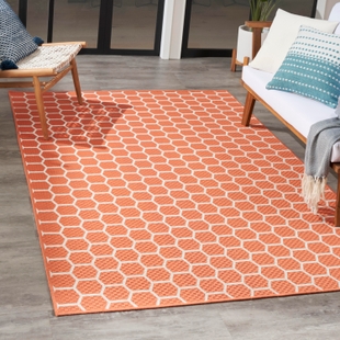 Nourison Home Twist Reversible Indoor/Outdoor 4' x 6' Area Rug, Coral, rollover