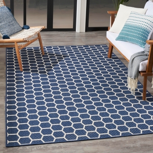 Nourison Home Twist Reversible Indoor/Outdoor 4' x 6' Area Rug, Navy, rollover