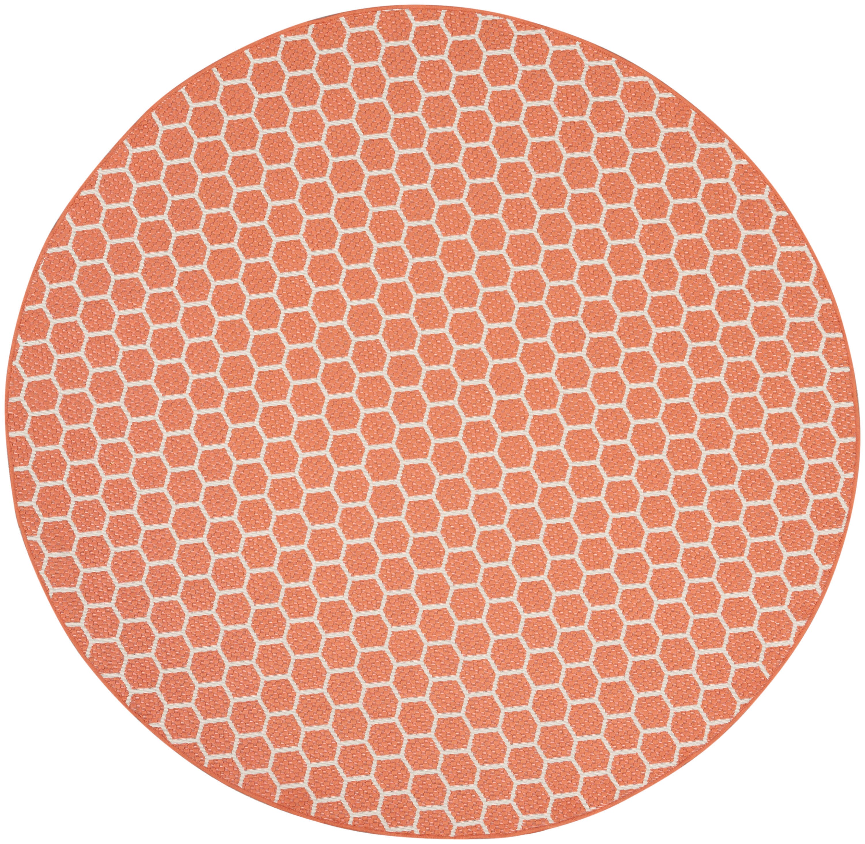 Nourison Home Twist Reversible Indoor/Outdoor 8' x Round Area Rug, Coral, large