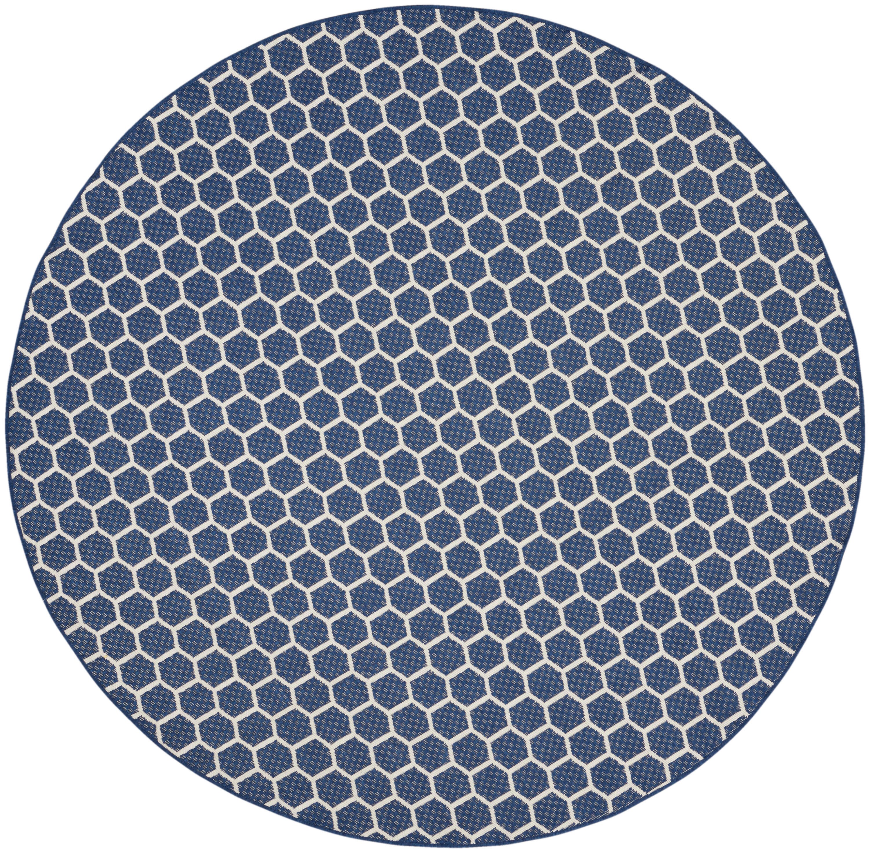 Nourison Home Twist Reversible Indoor/Outdoor 8' x Round Area Rug, Navy, large