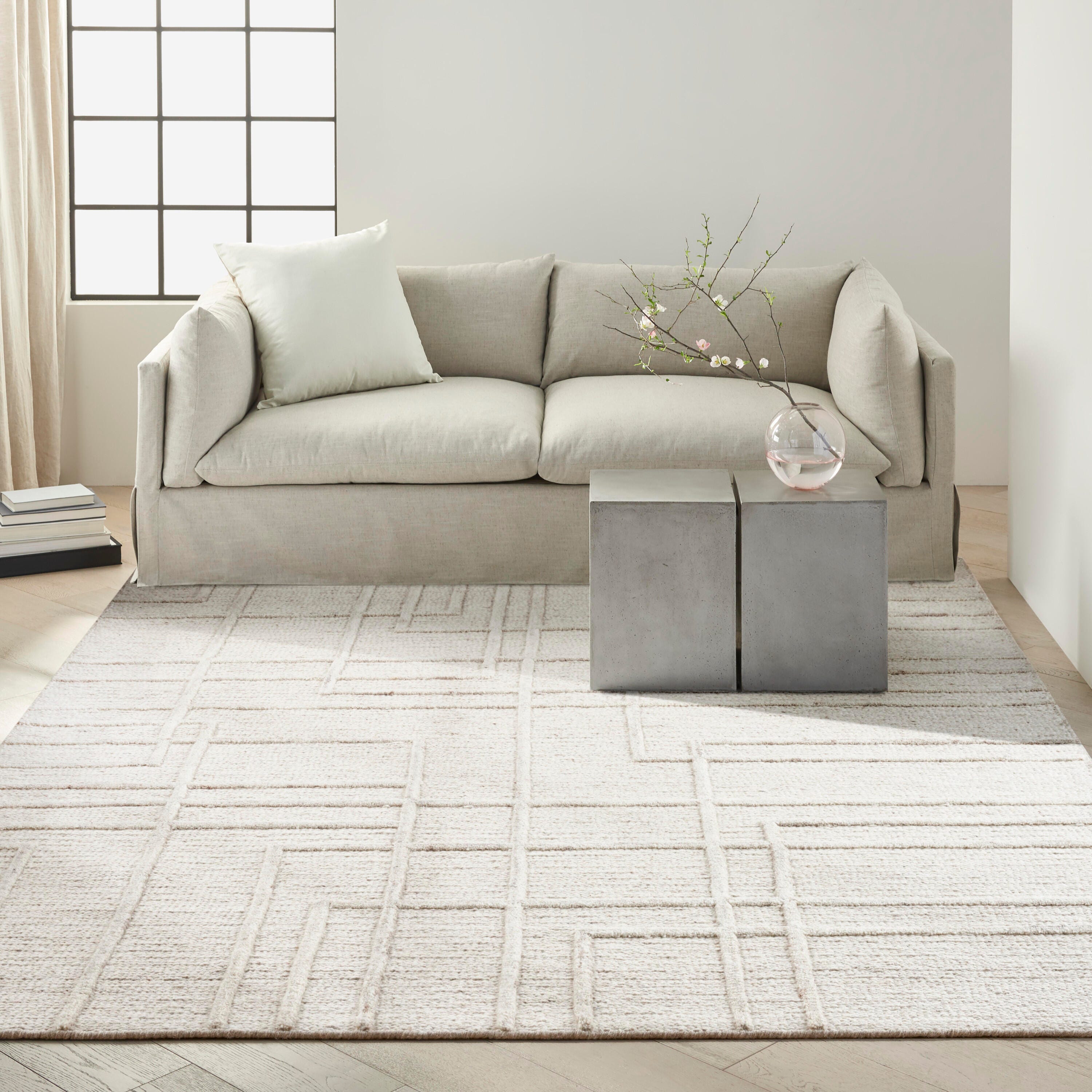 Calvin Klein Impressions 5'3" x 7'3" Area Rug, Ivory, large