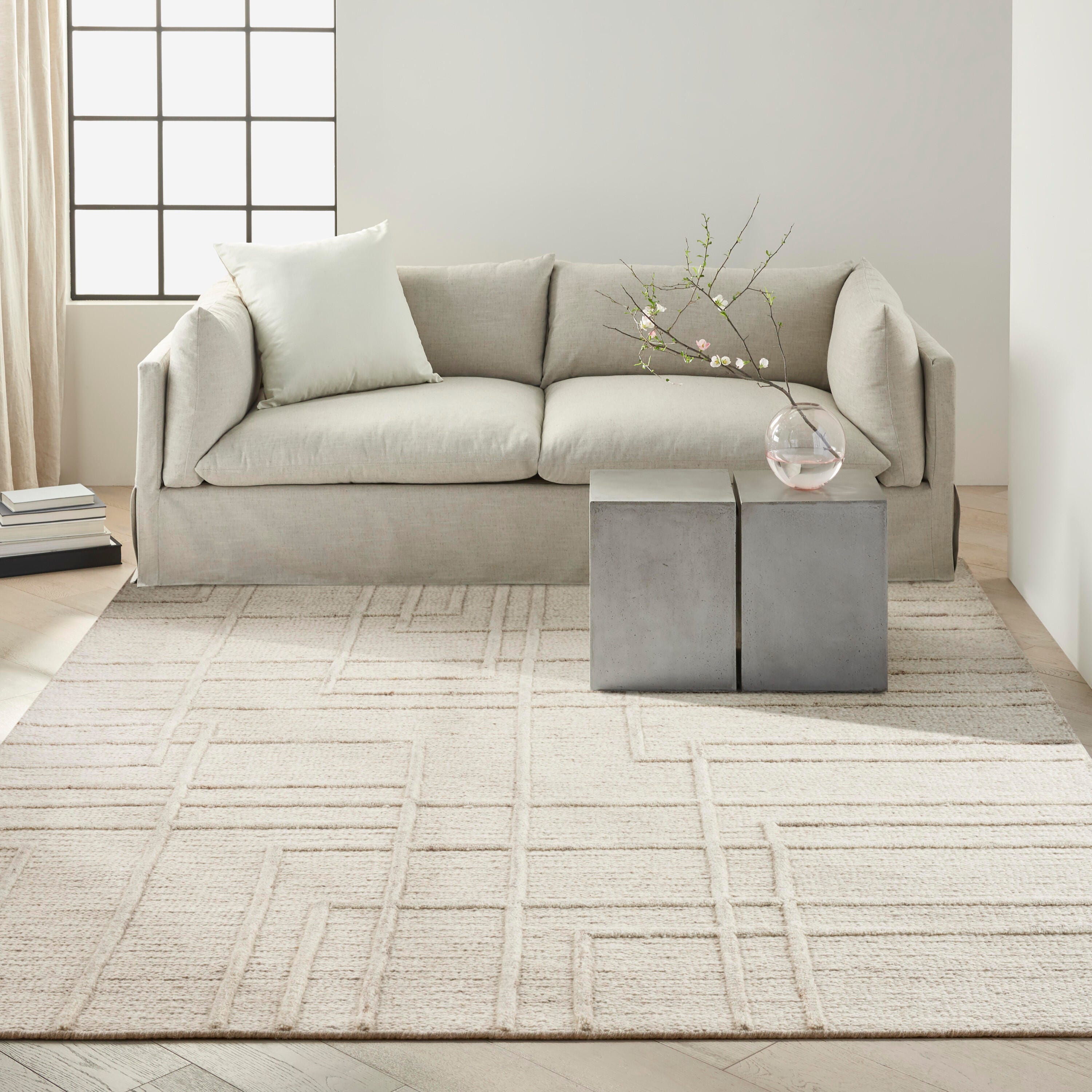 Calvin Klein Impressions 7'9" x 9'9" Area Rug, Sand, large