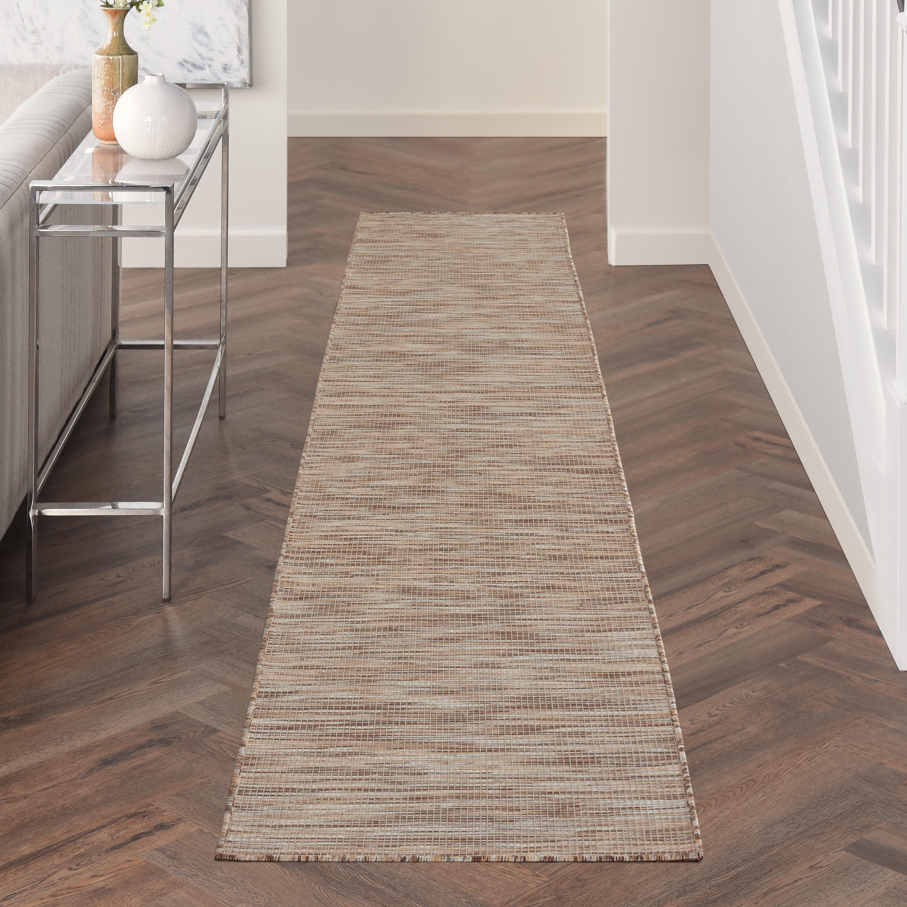 Nourison Home Patio Pop Indoor/Outdoor Solid 2'2" x 10' Runner Rug, Beige, rollover
